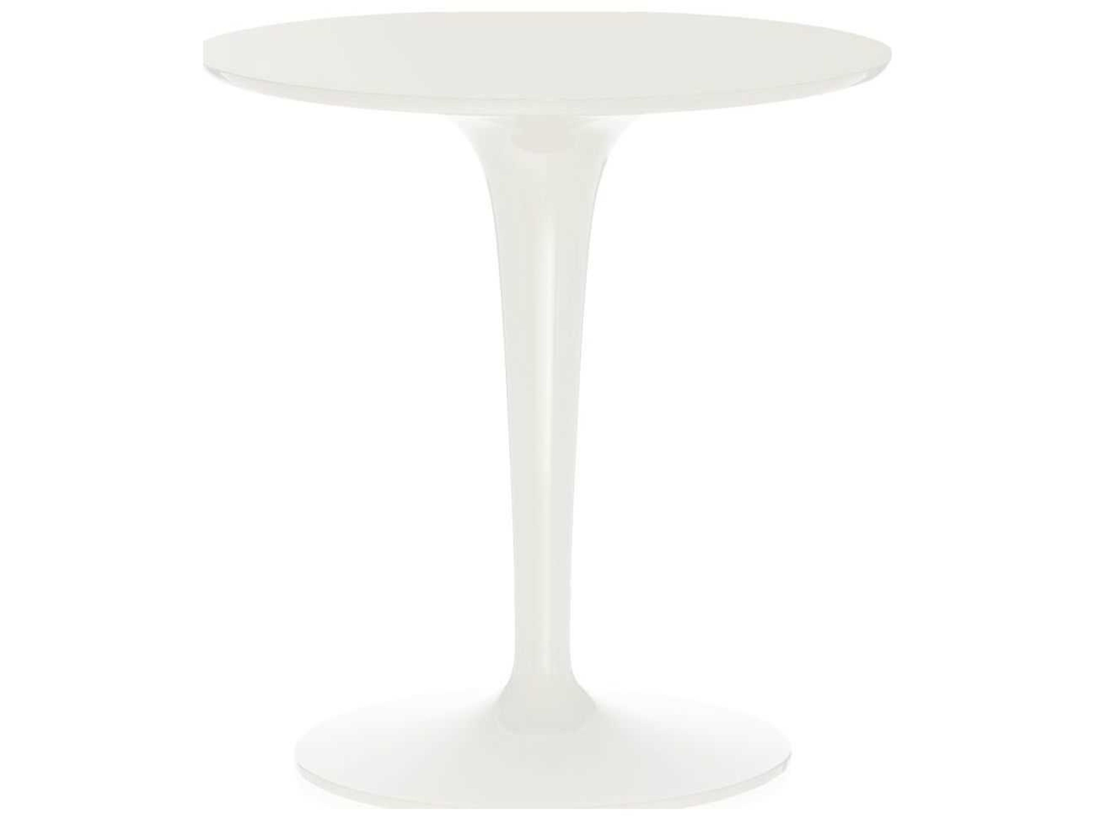 Tip Top Mat Glossy White Wood Round Bistro Table