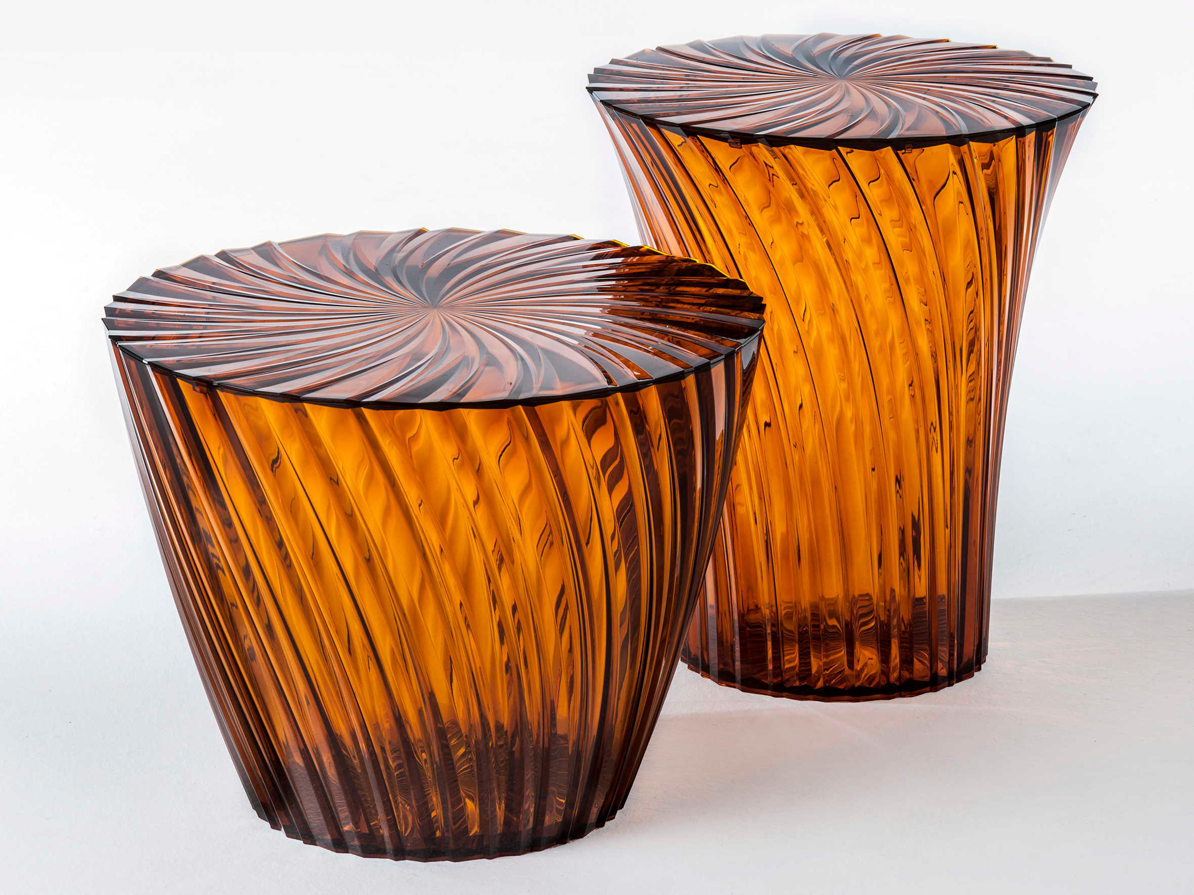 Kartell Outdoor Sparkle Transparent Amber Resin Storage Stool