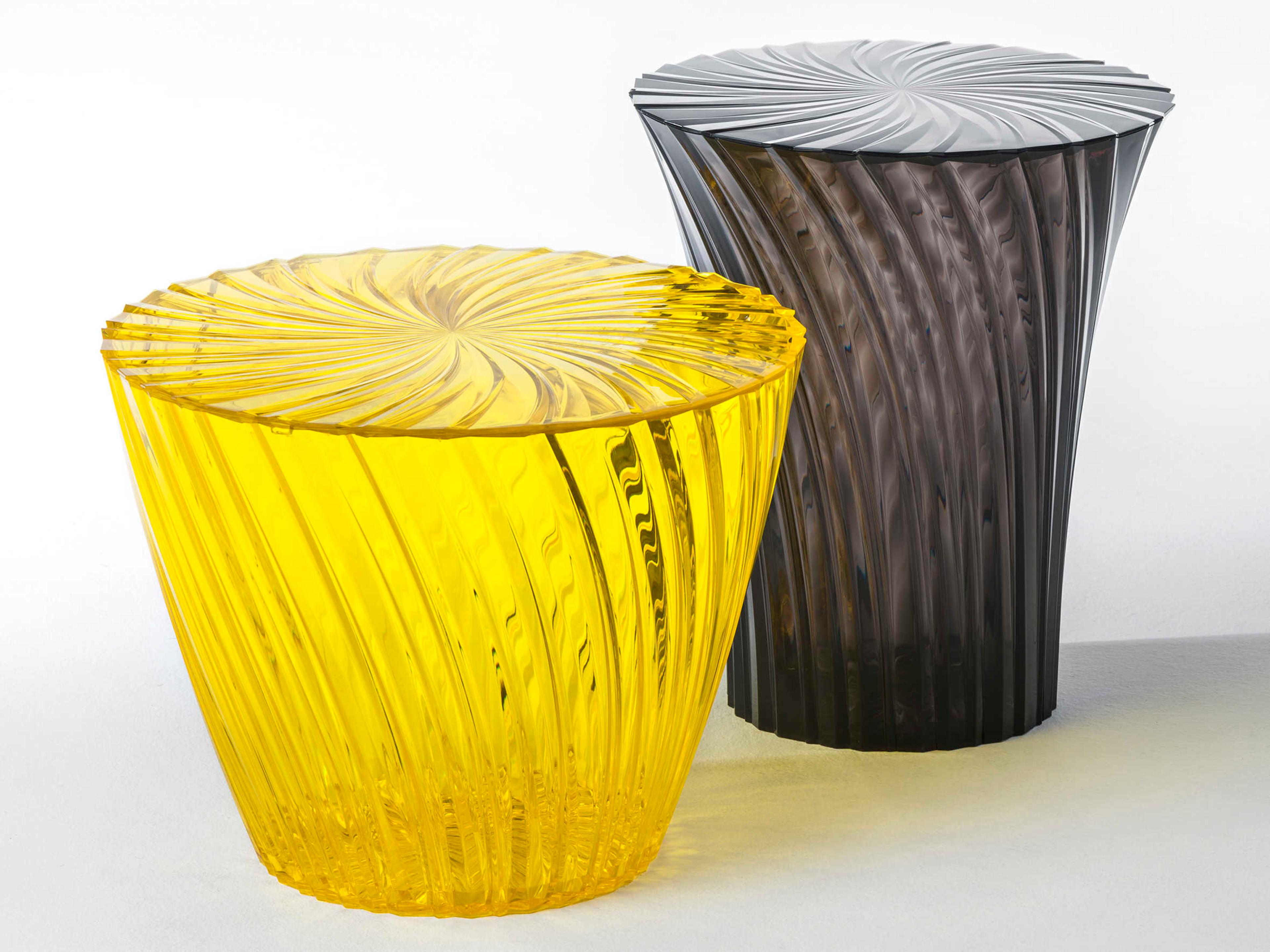Kartell Outdoor Sparkle Transparent Smoke Resin Storage Stool