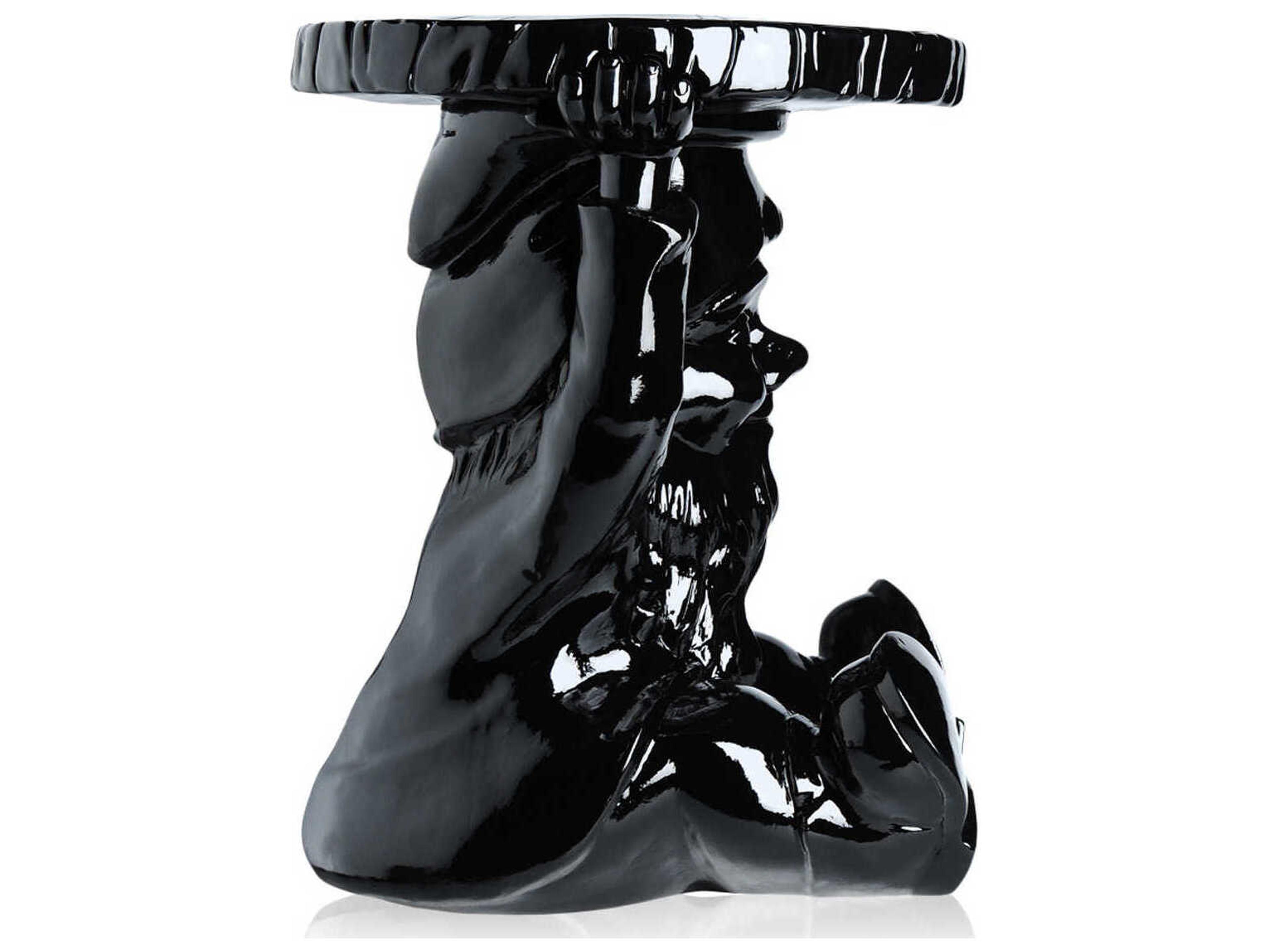 Kartell Outdoor Attila Black Thermoplastic Round Gnome Ornamental Side Table