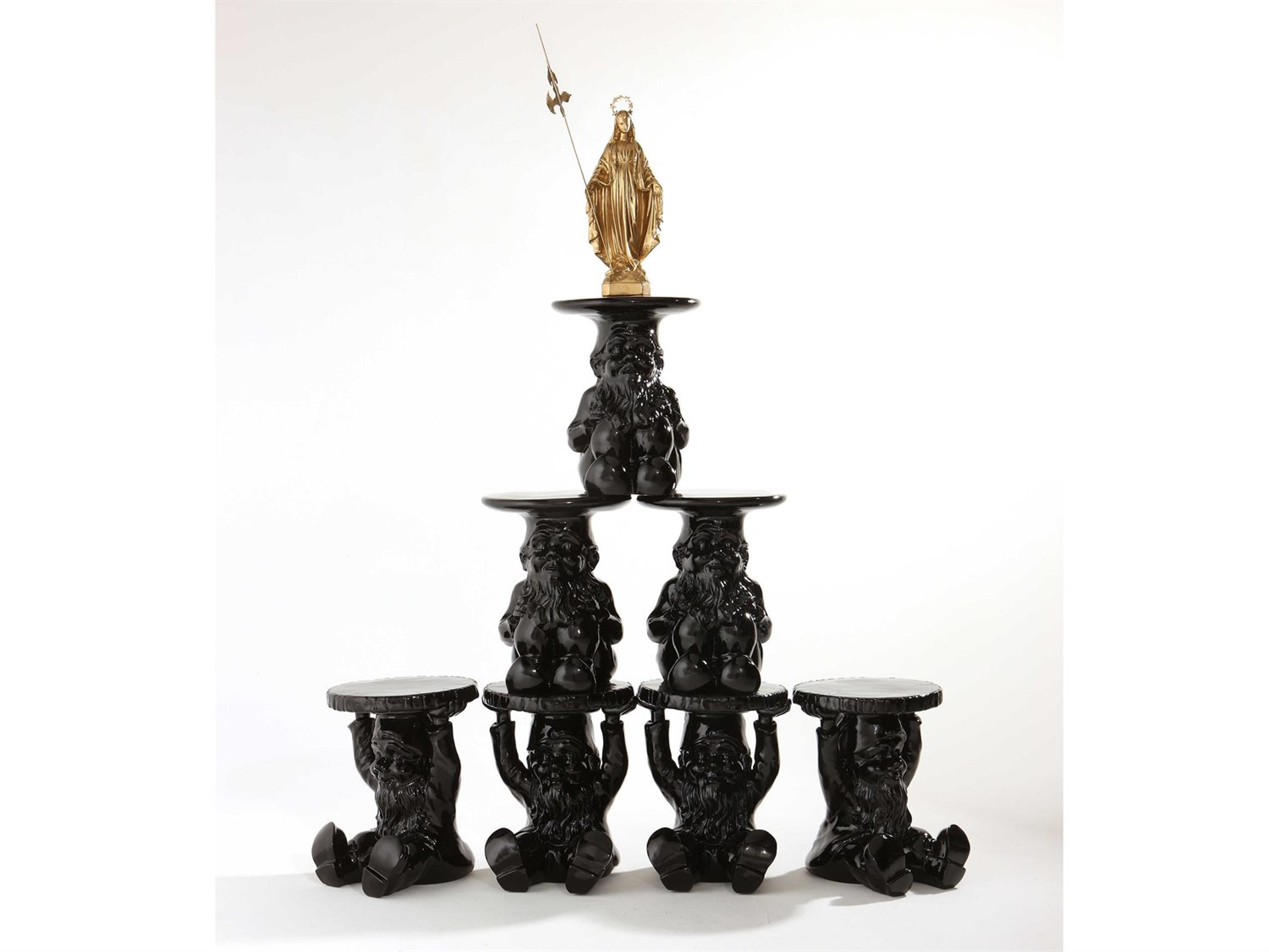 Kartell Outdoor Attila Black Thermoplastic Round Gnome Ornamental Side Table