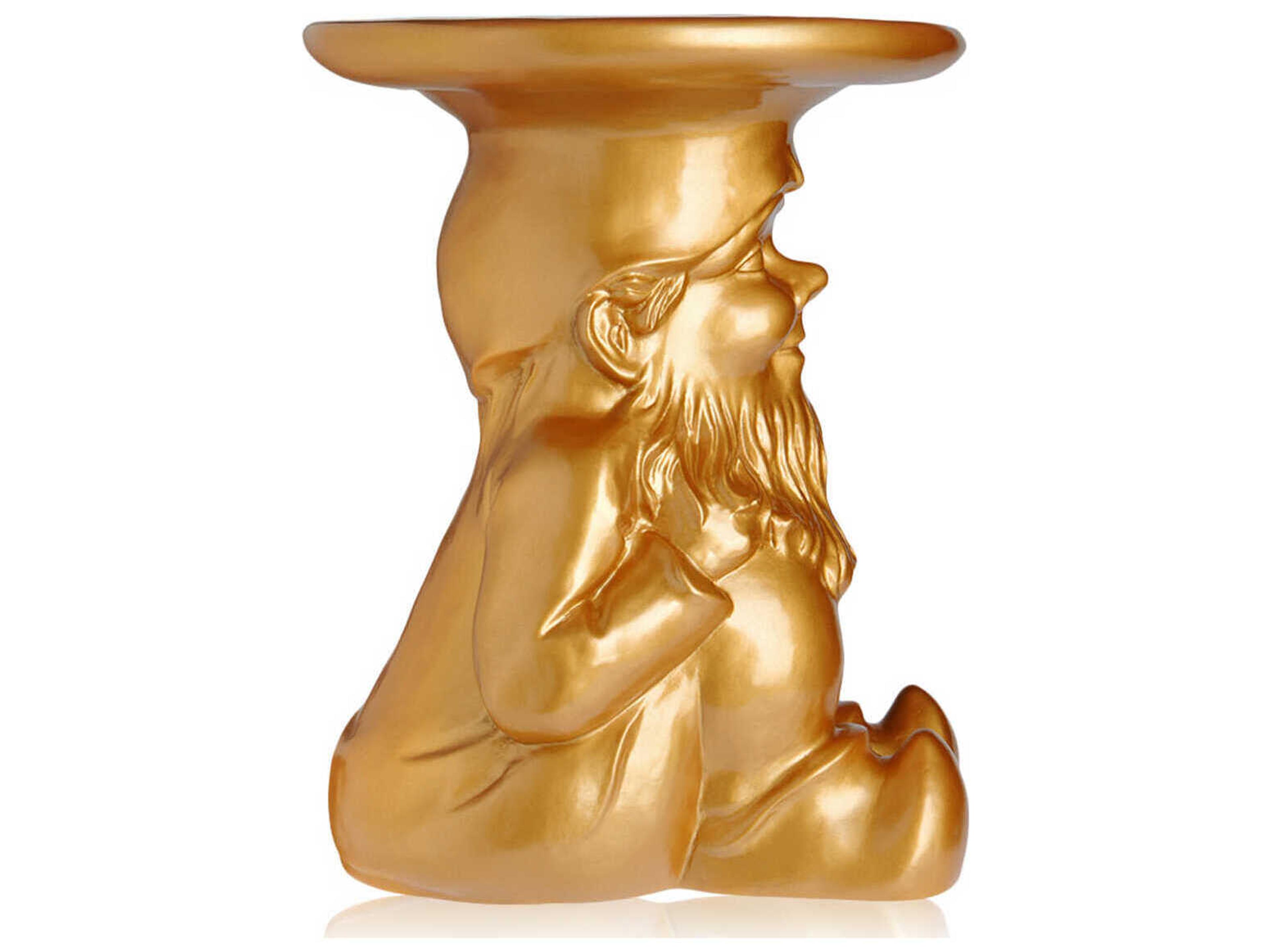 Kartell Outdoor Napoleon Gnome Gold Thermoplastic Round Side Table