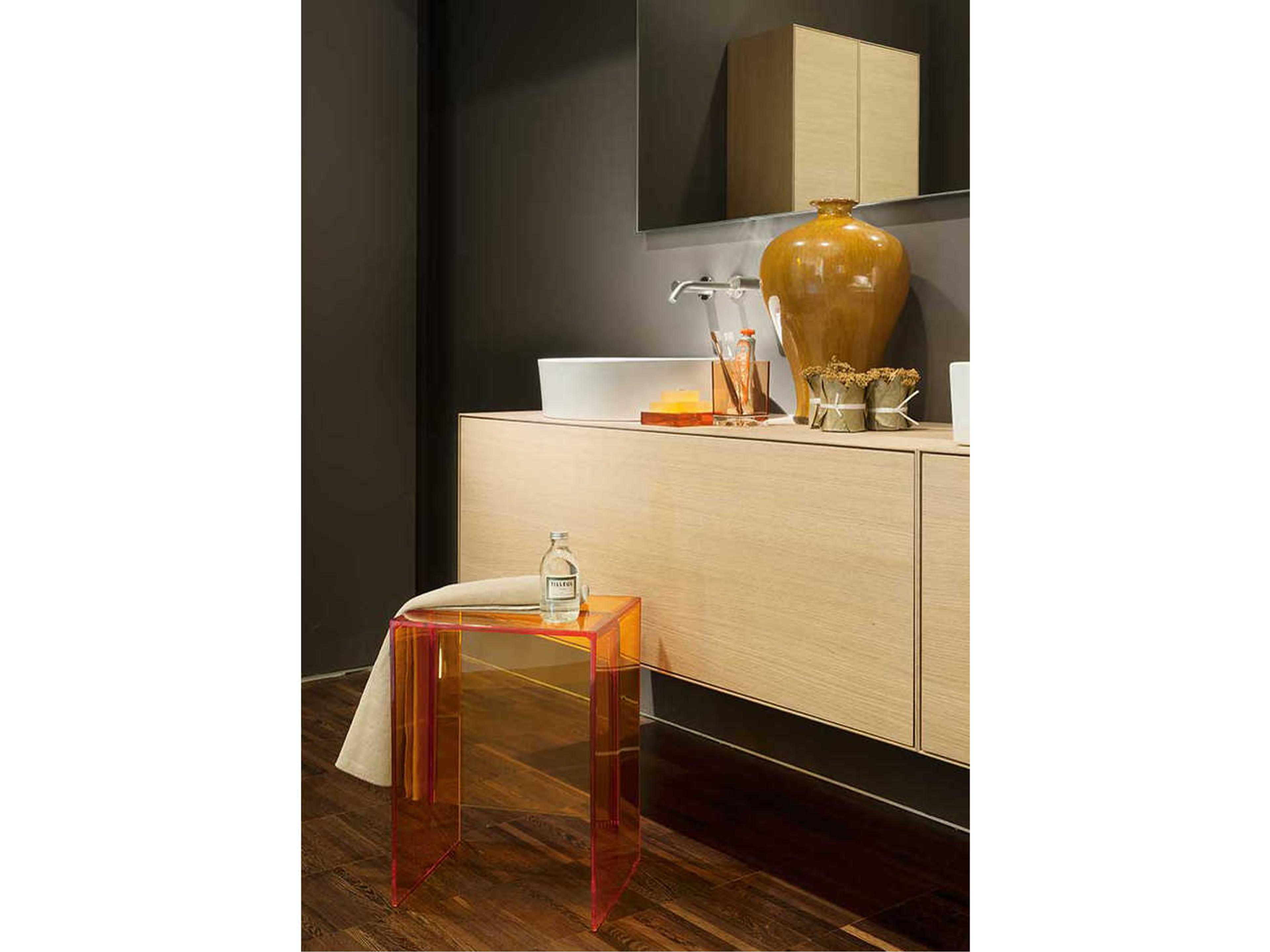 Kartell Outdoor Max-beam Transparent Orange L Resin Rectangular End Table