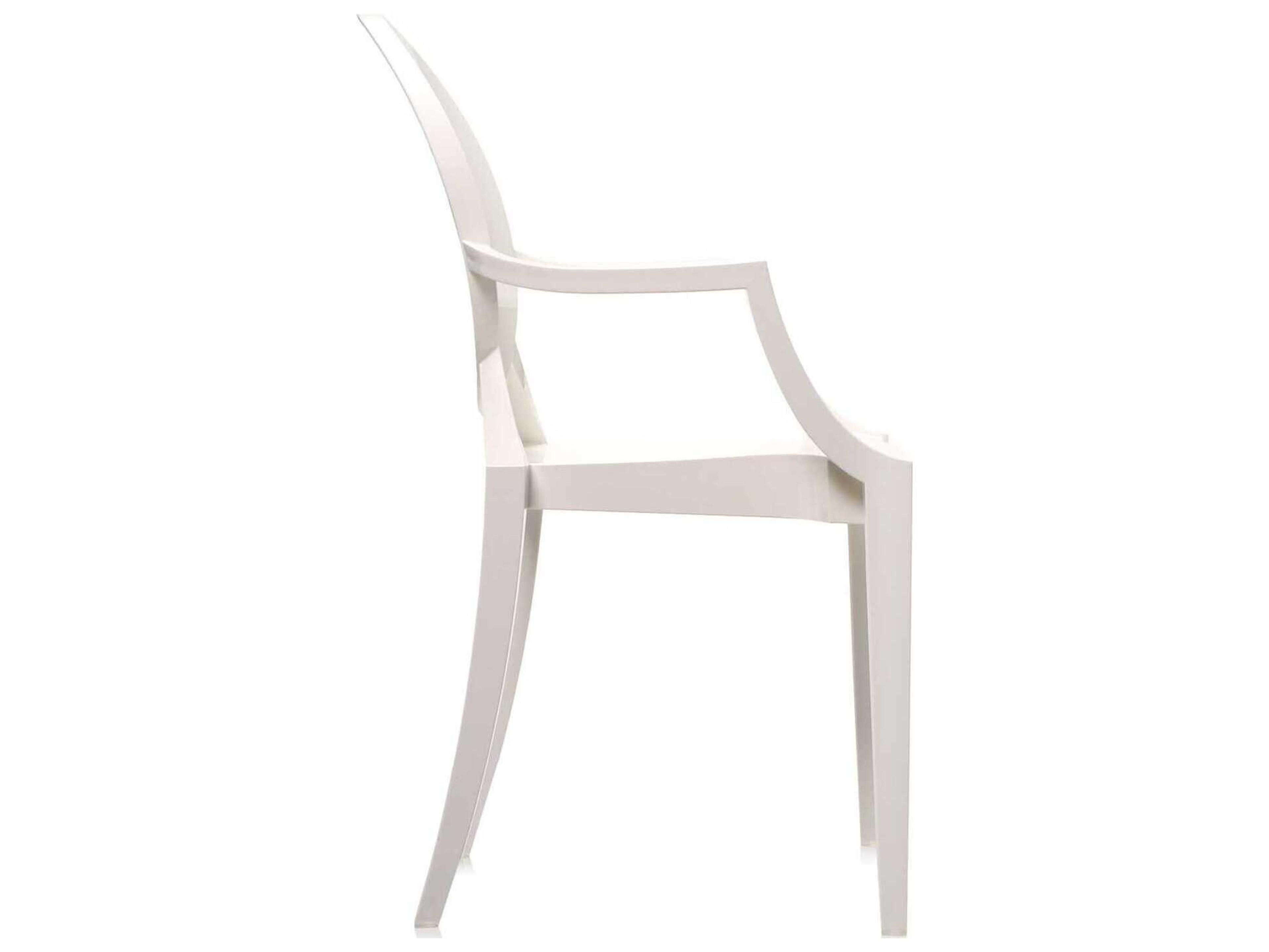 Kartell Outdoor Louis Ghost Glossy White Resin Dining Arm Chair  (Sold in 2)