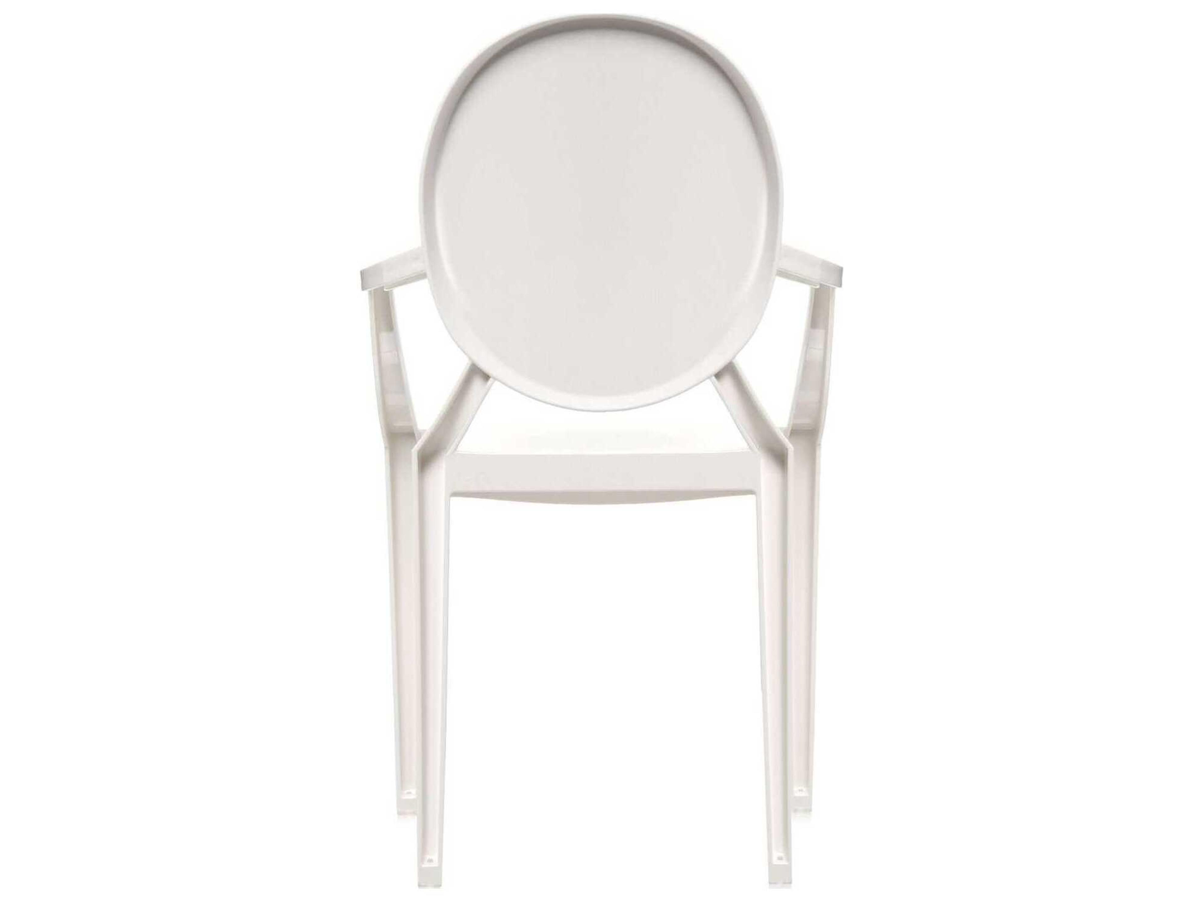 Kartell Outdoor Louis Ghost Glossy White Resin Dining Arm Chair  (Sold in 2)
