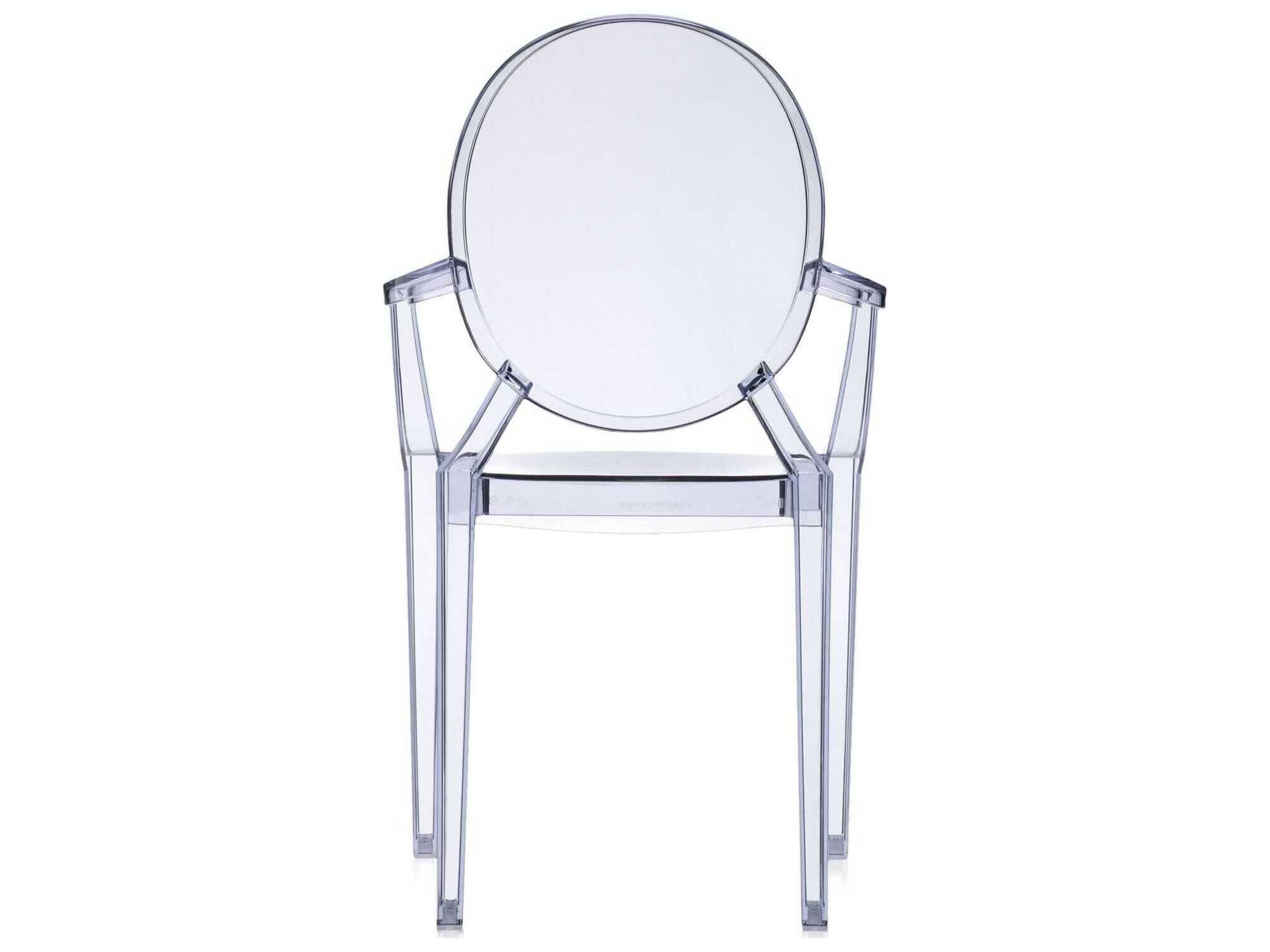 Kartell Outdoor Louis Ghost Transparent Ice Blue Resin Dining Arm Chair  (Sold in 2)