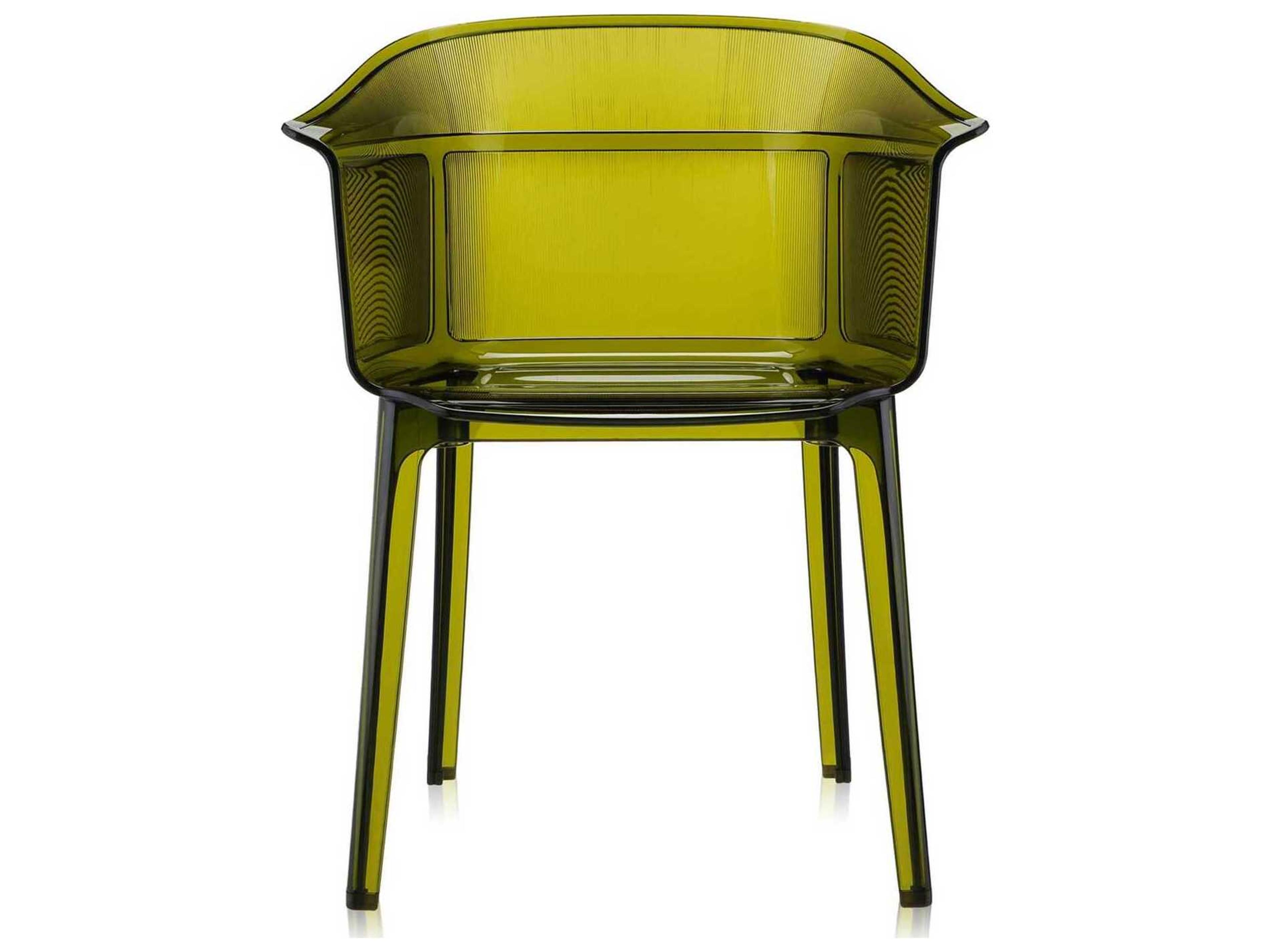 Kartell Outdoor Papyrus Olive Green Resin Dining Arm Chair  (Sold in 2)