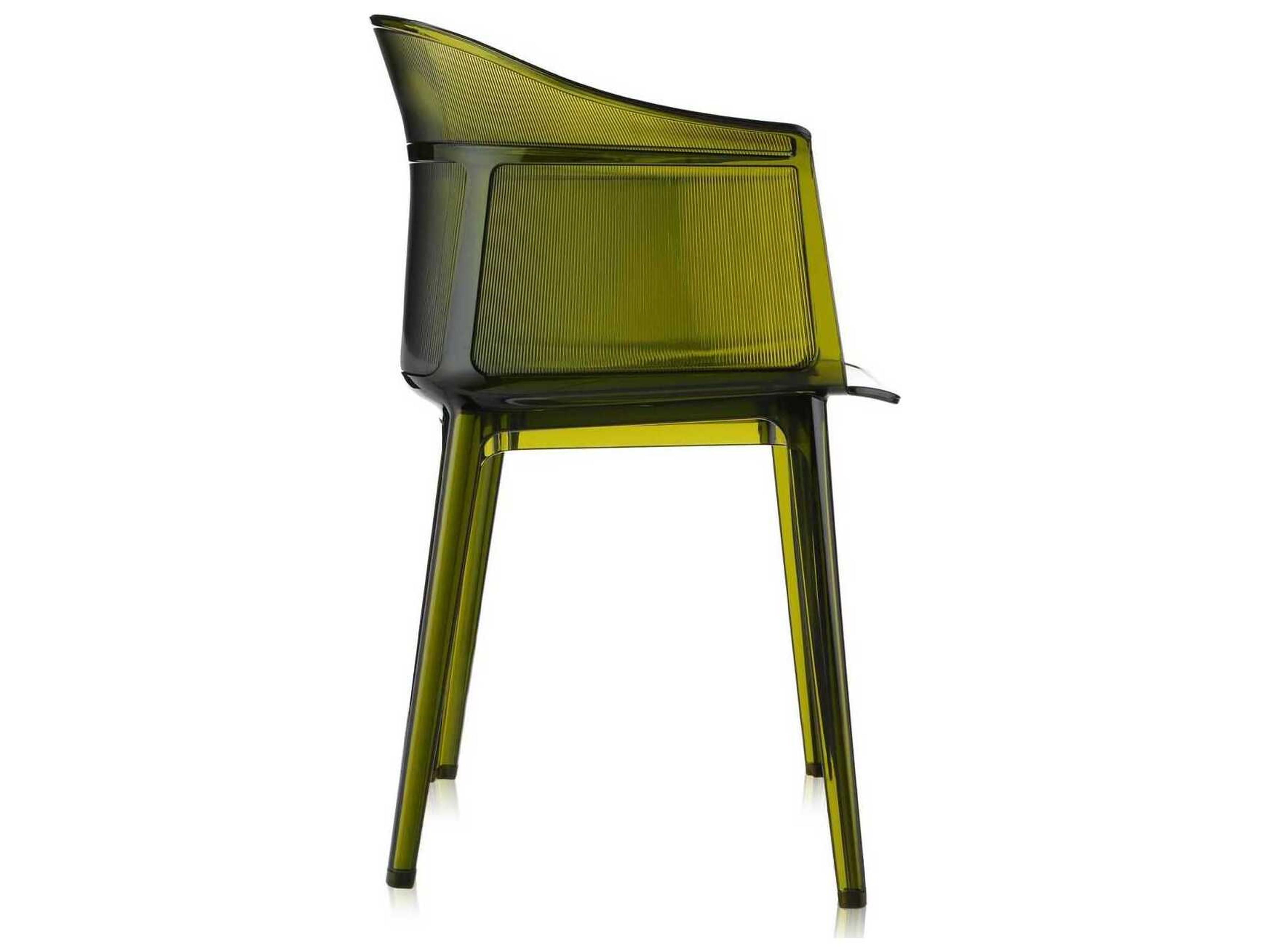 Kartell Outdoor Papyrus Olive Green Resin Dining Arm Chair  (Sold in 2)