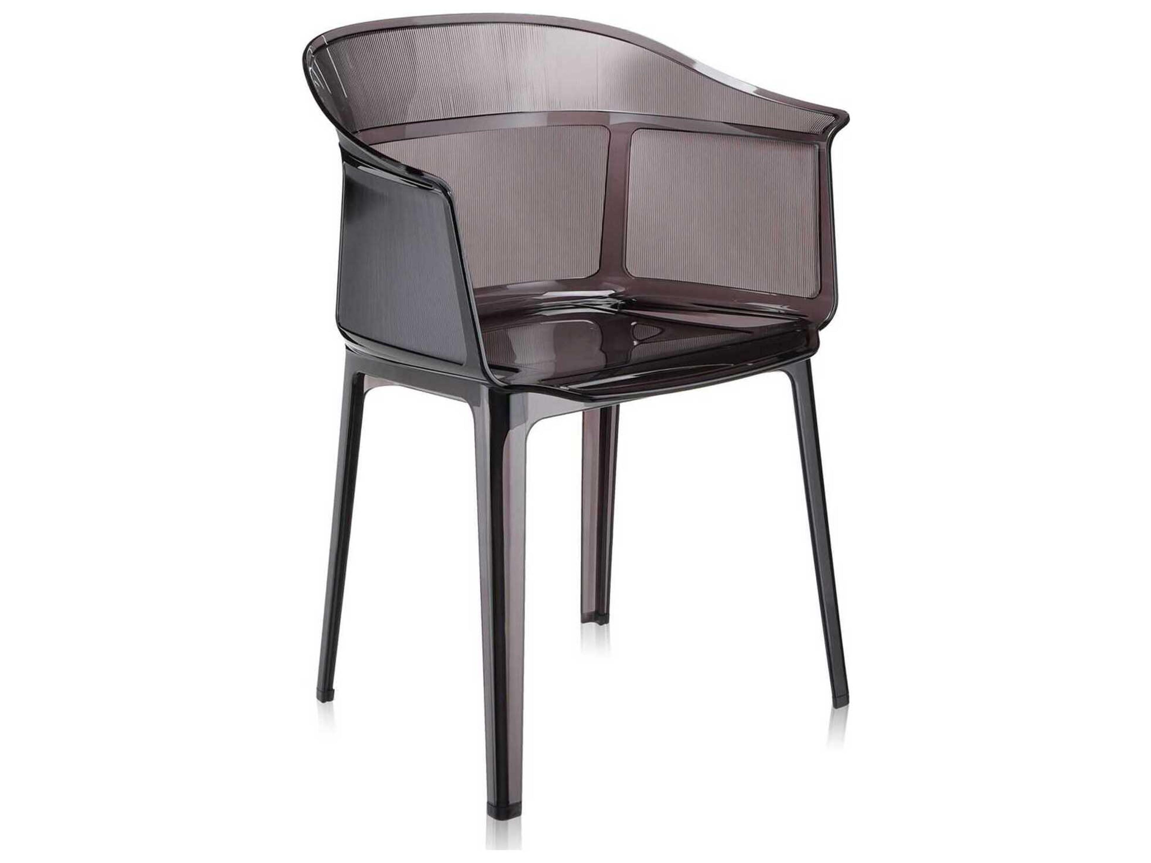 Papyrus Smoke Brown Resin Dining Arm Chair  (Sold in 2)