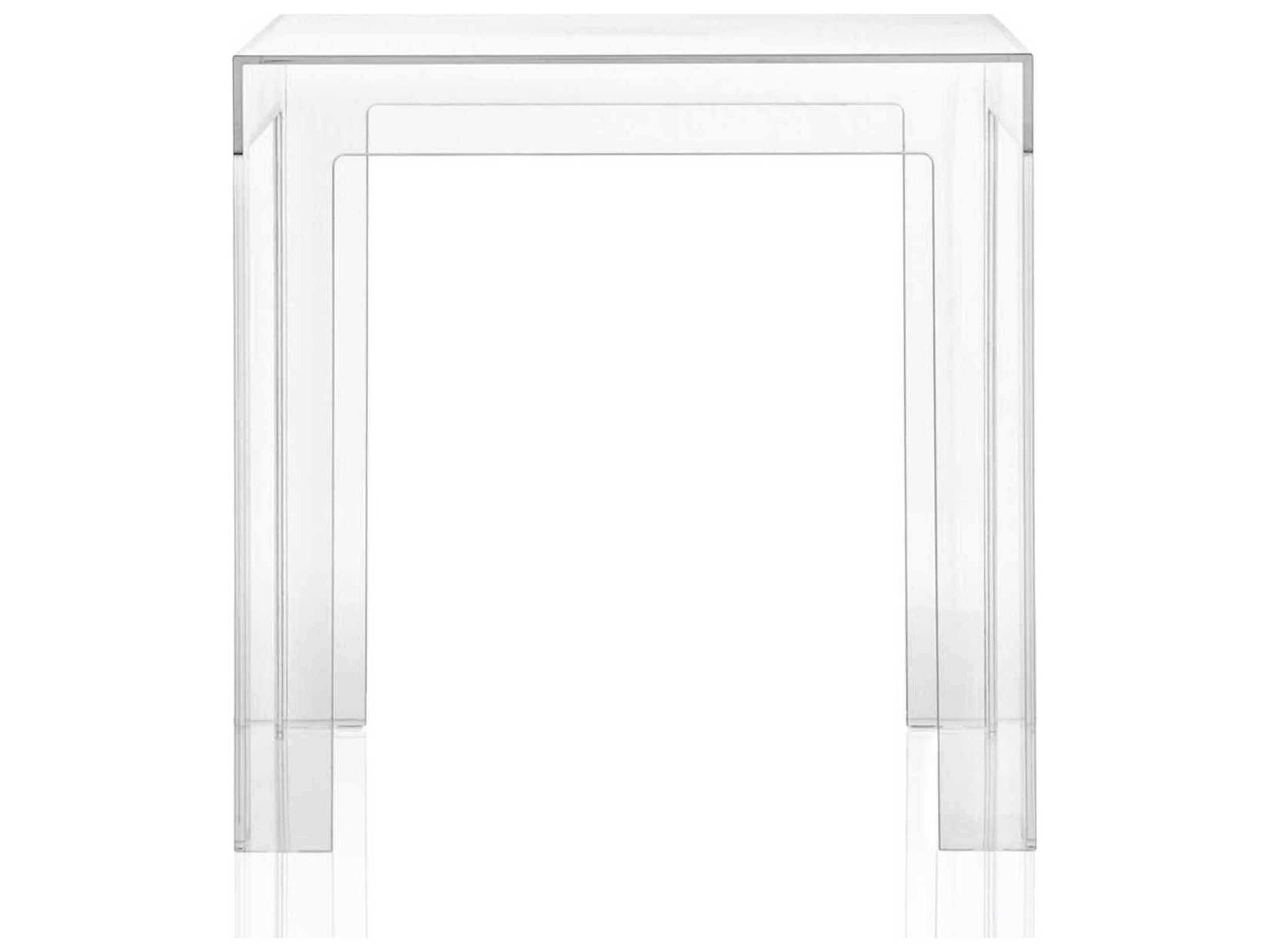 Kartell Outdoor Jolly Transparent Crystal Resin Square End Table