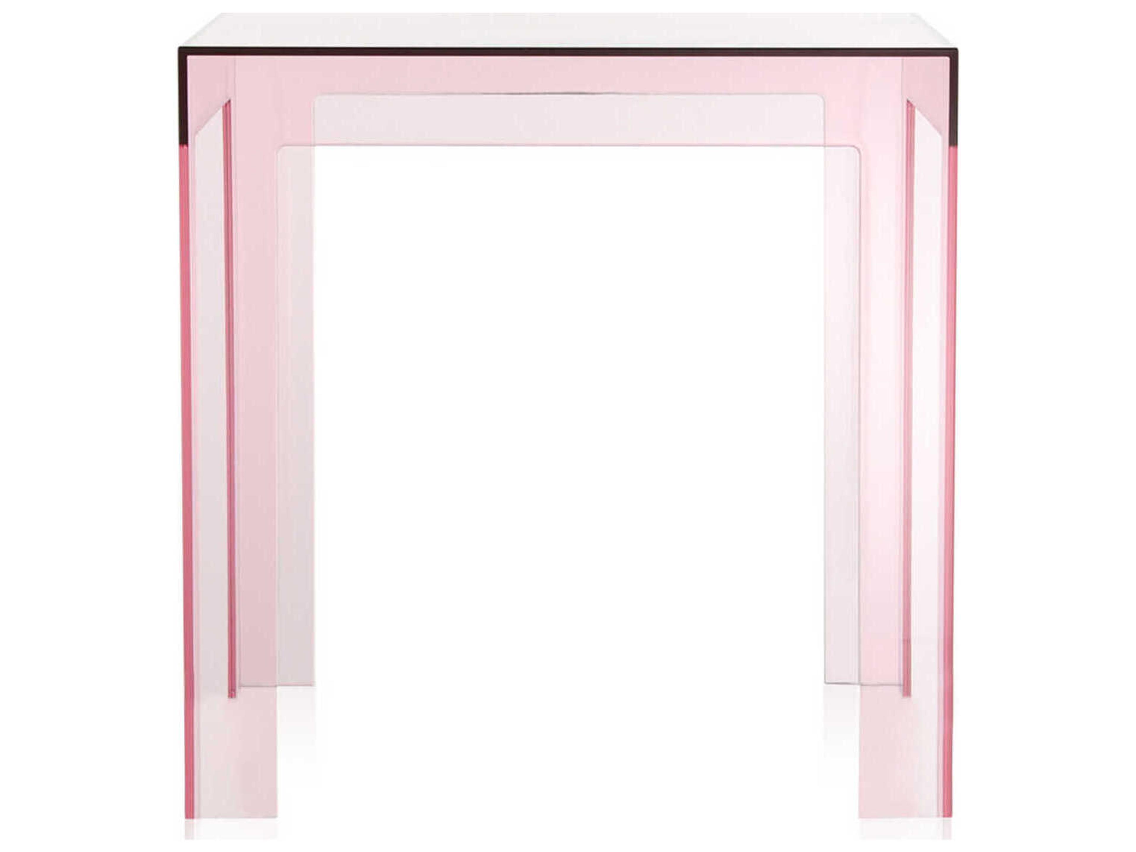 Kartell Outdoor Jolly Transparent Pink Resin Square End Table