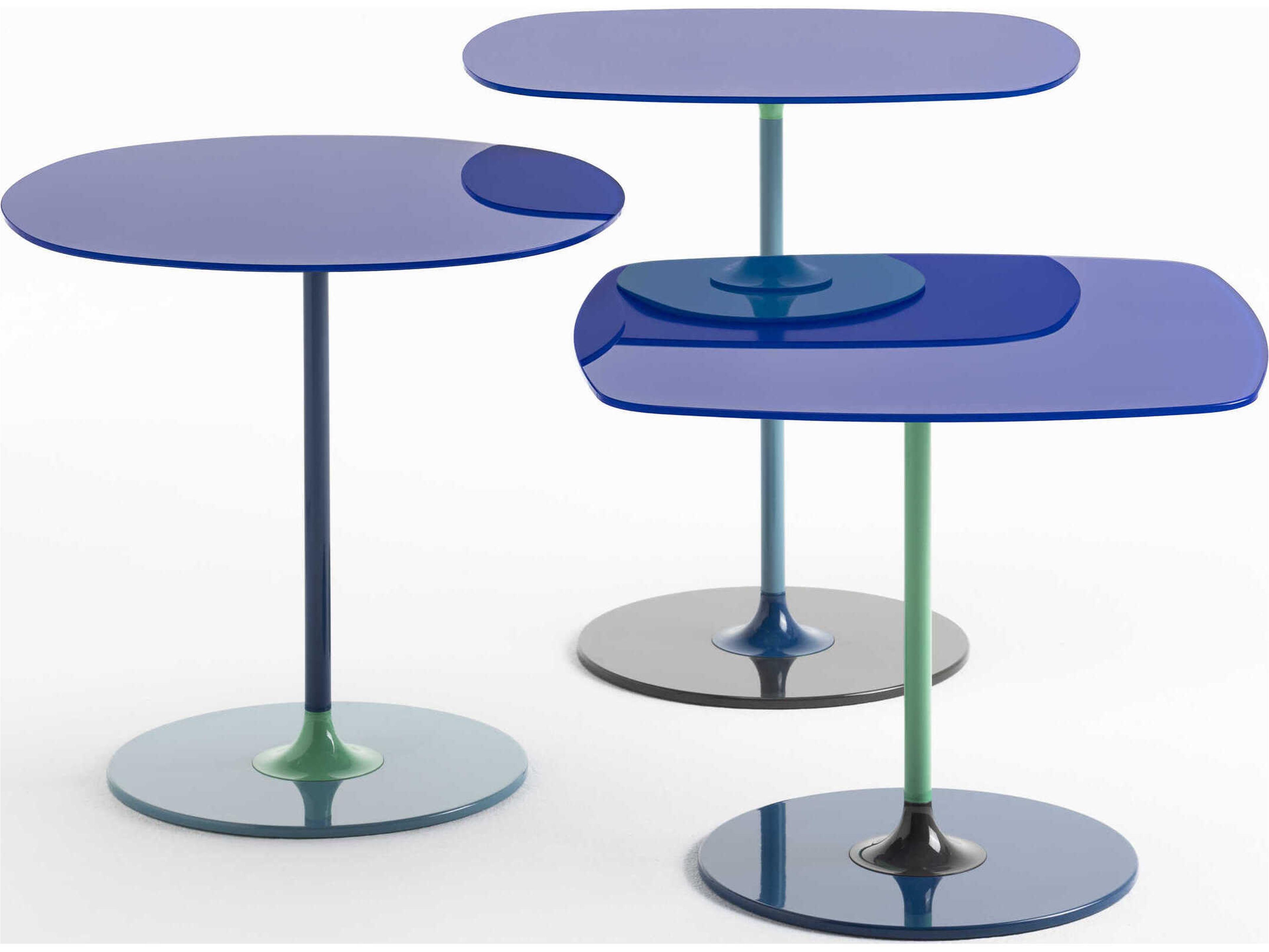 Kartell Thierry Square Glass Blue End Table