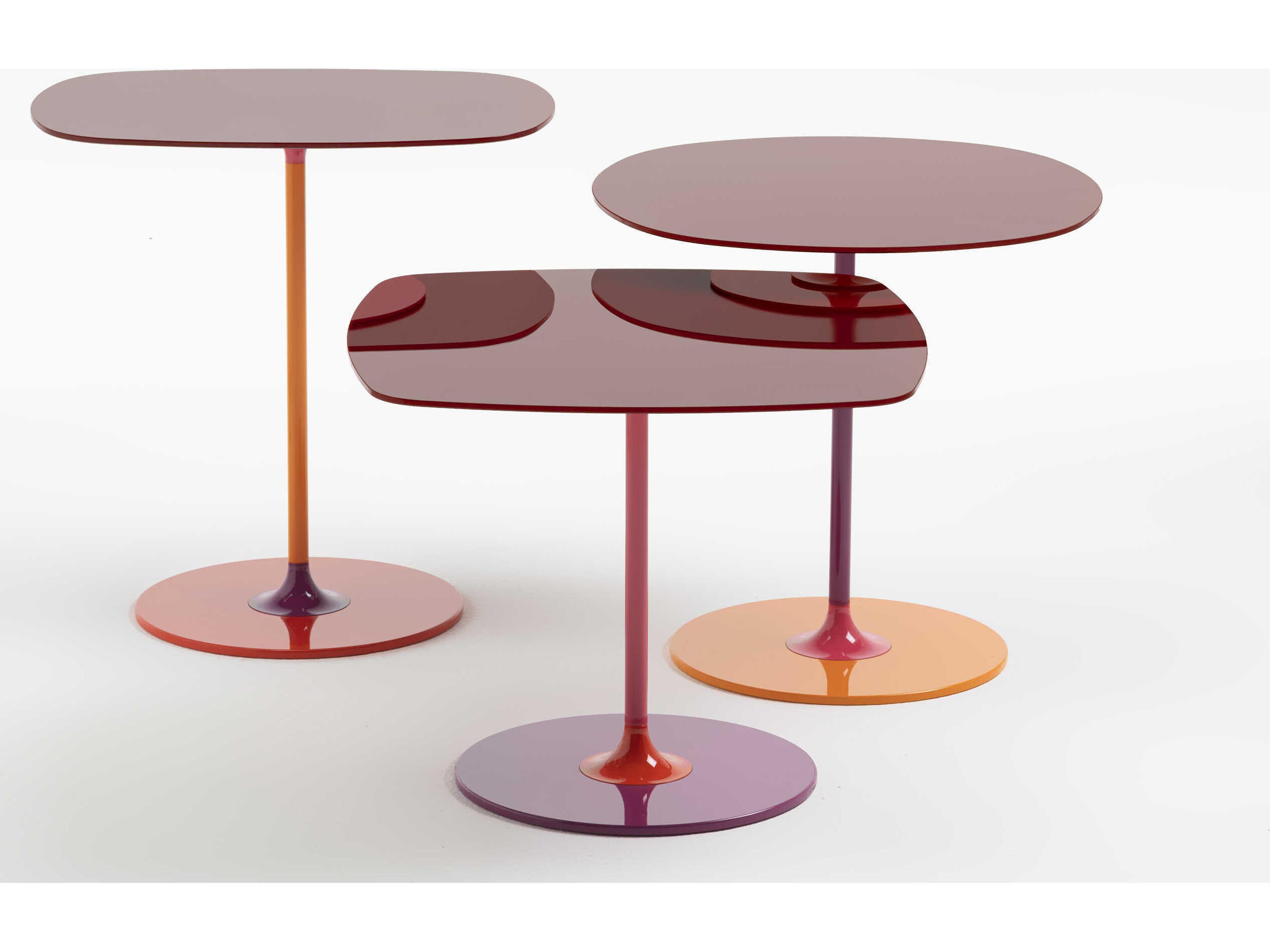 Kartell Thierry Square Glass Burgundy End Table