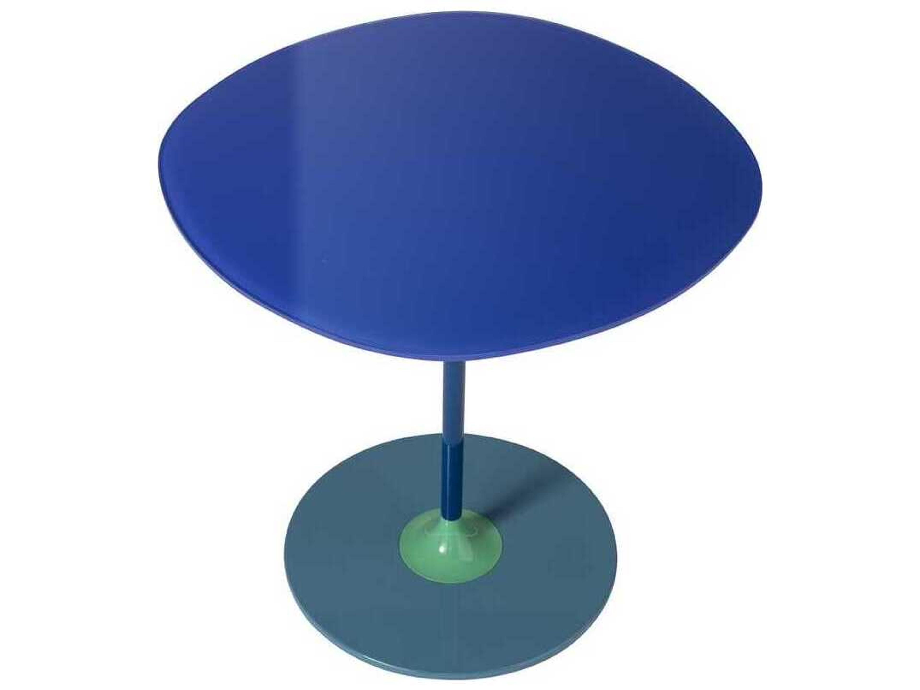 Kartell Thierry Round Glass Blue End Table