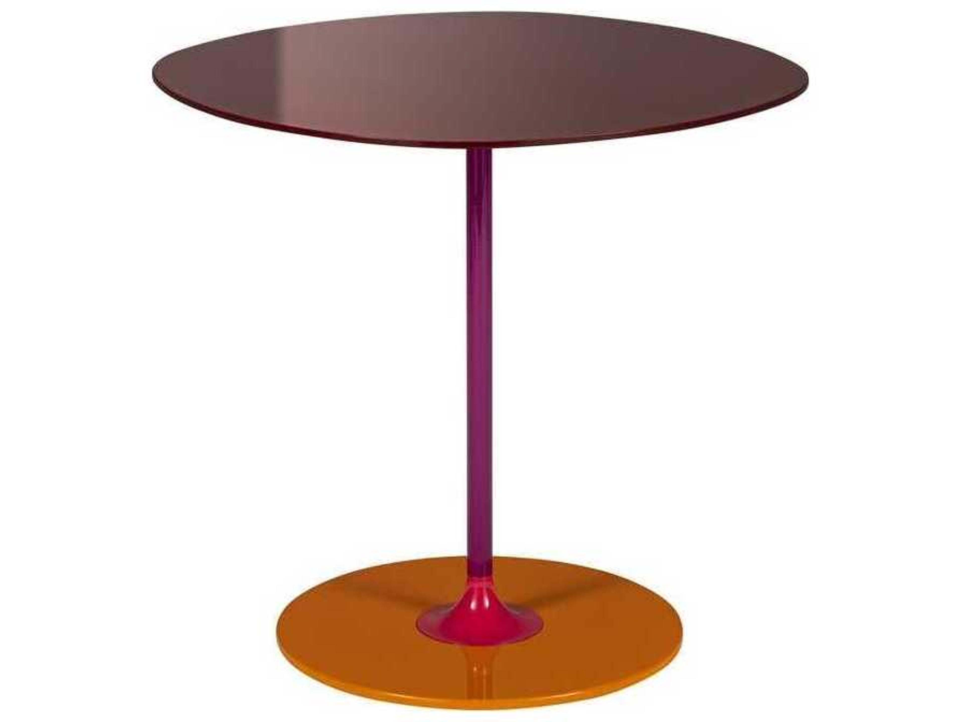 Kartell Thierry Round Glass Burgundy End Table
