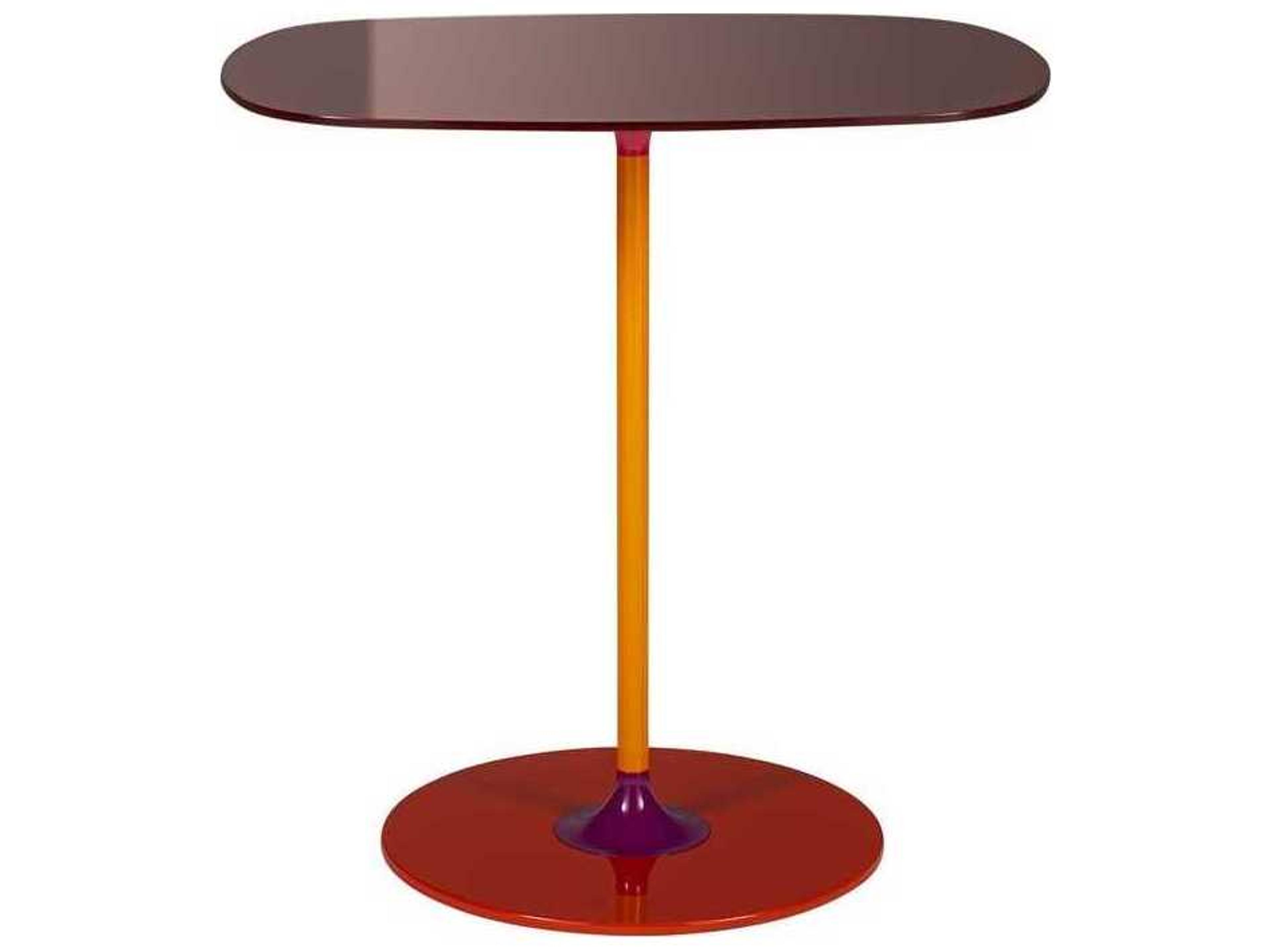 Kartell Thierry Rectangular Glass Burgundy End Table
