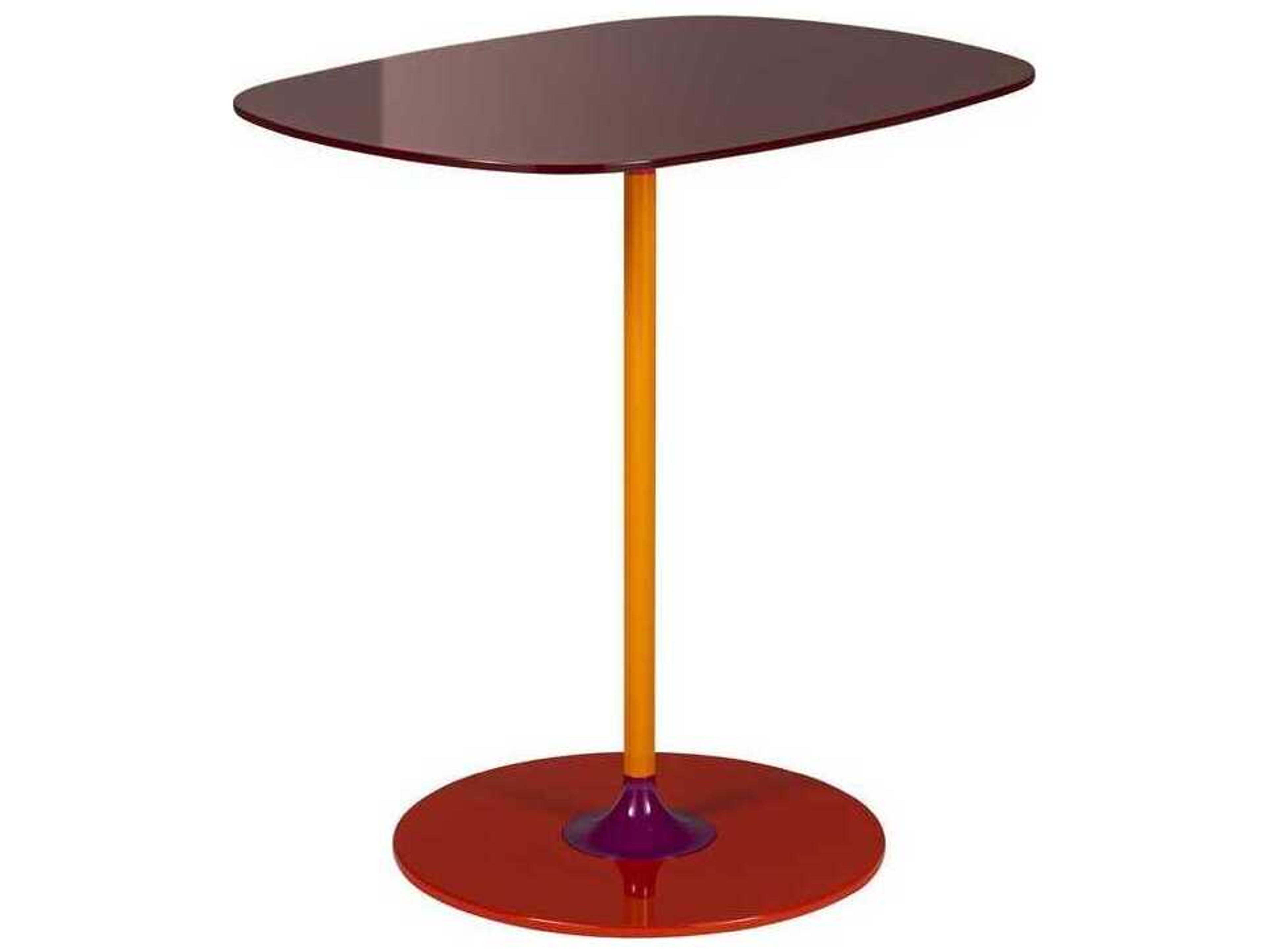 Thierry Rectangular Glass Burgundy End Table