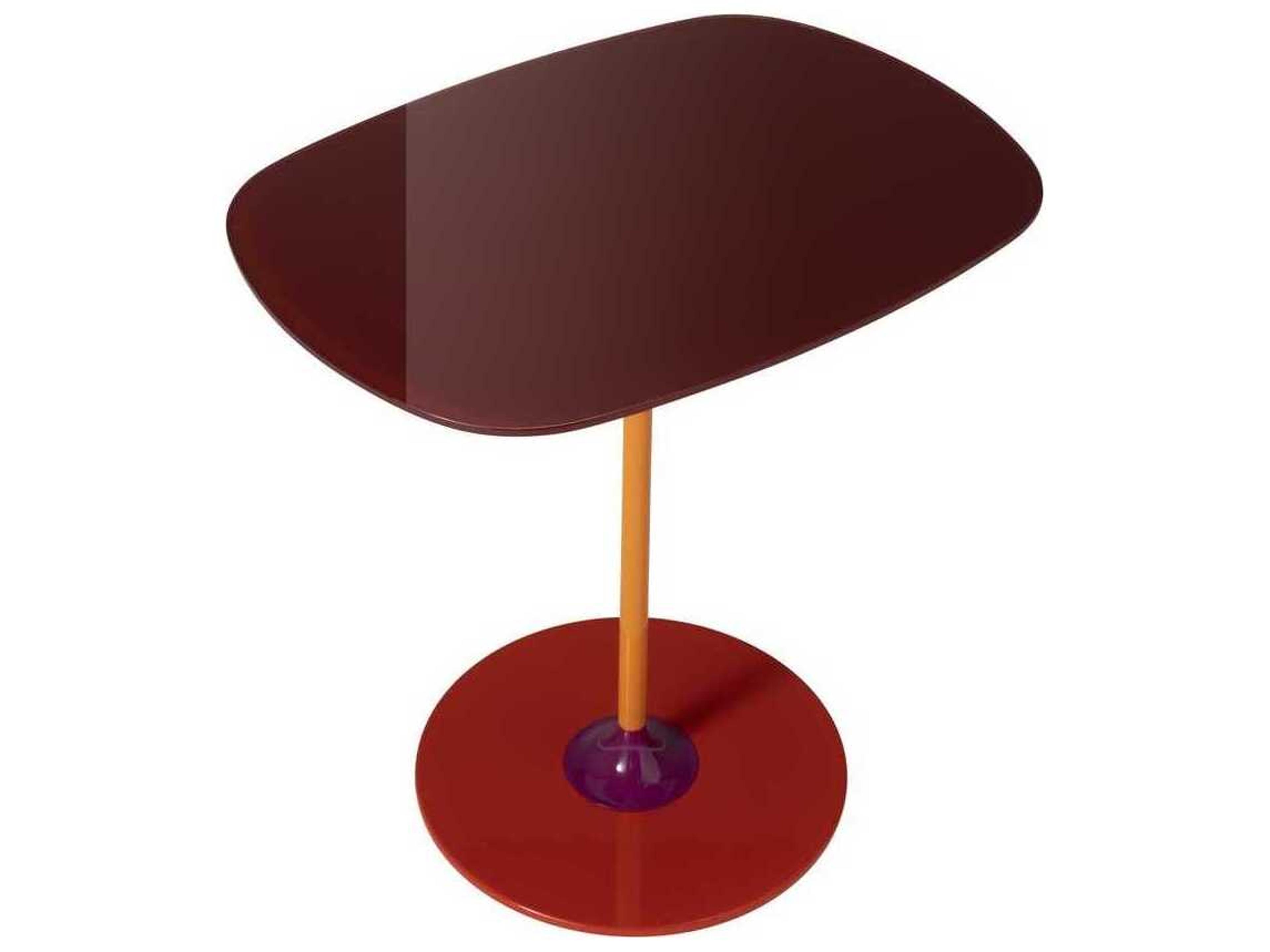 Kartell Thierry Rectangular Glass Burgundy End Table