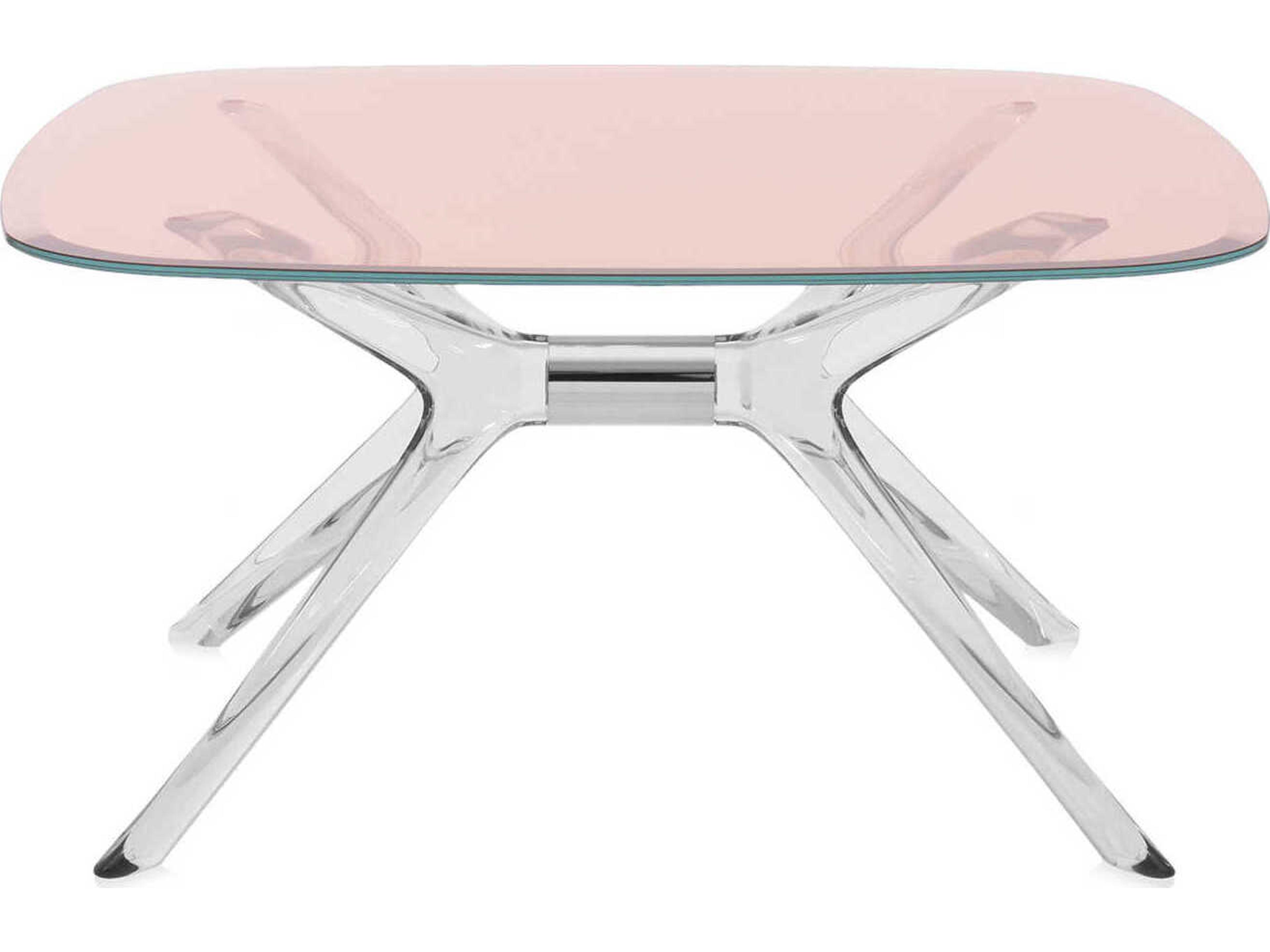 Blast Square Pink Crystal Chrome Coffee Table