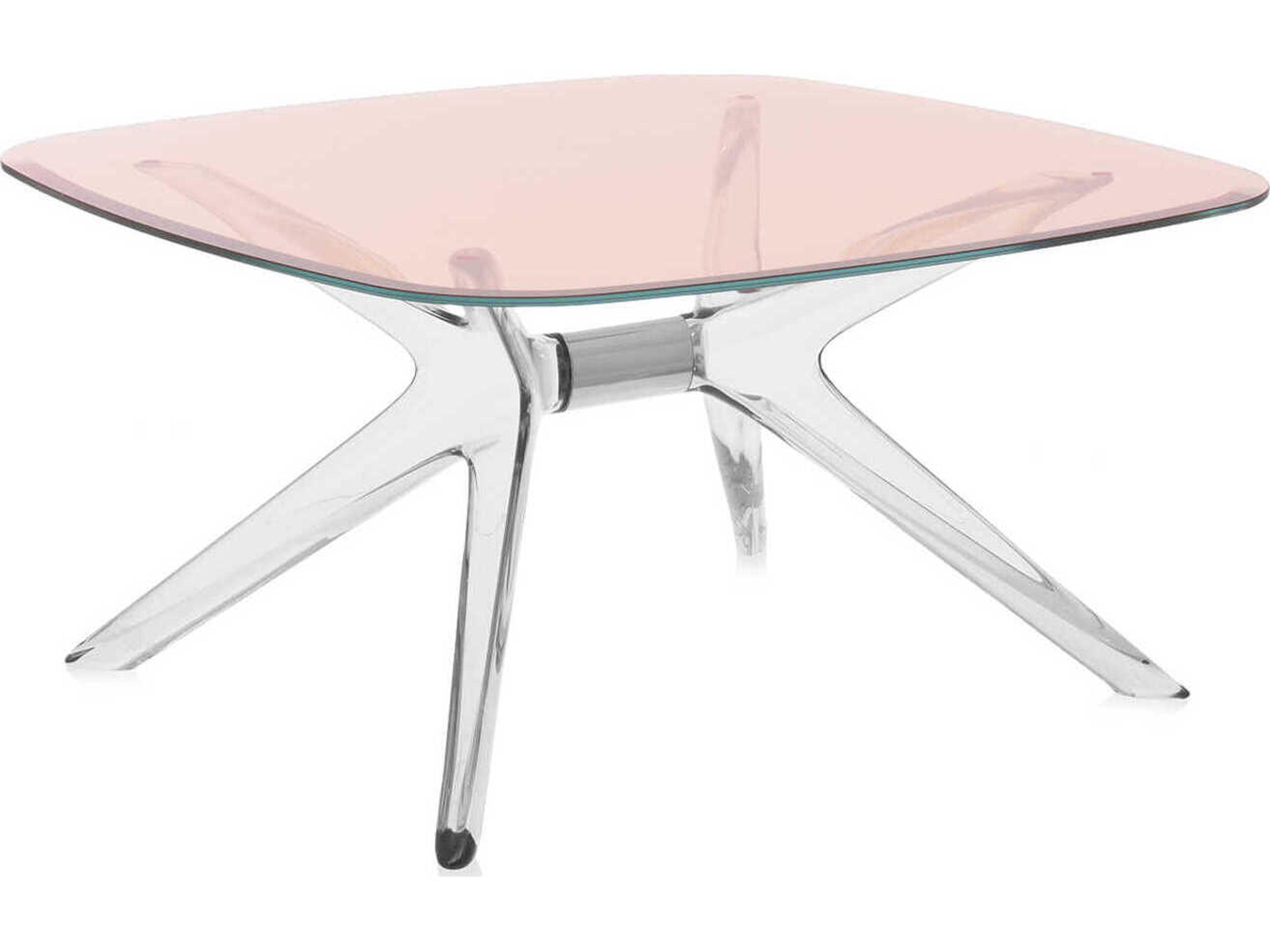 Kartell Blast Square Pink Crystal Chrome Coffee Table