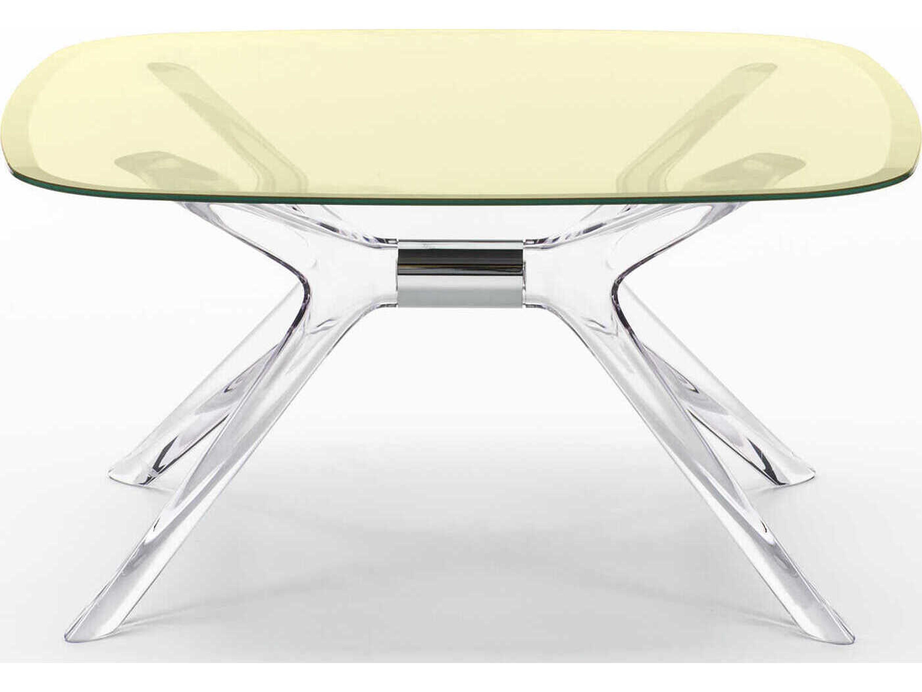 Kartell Blast Square Yellow Crystal Chrome Coffee Table