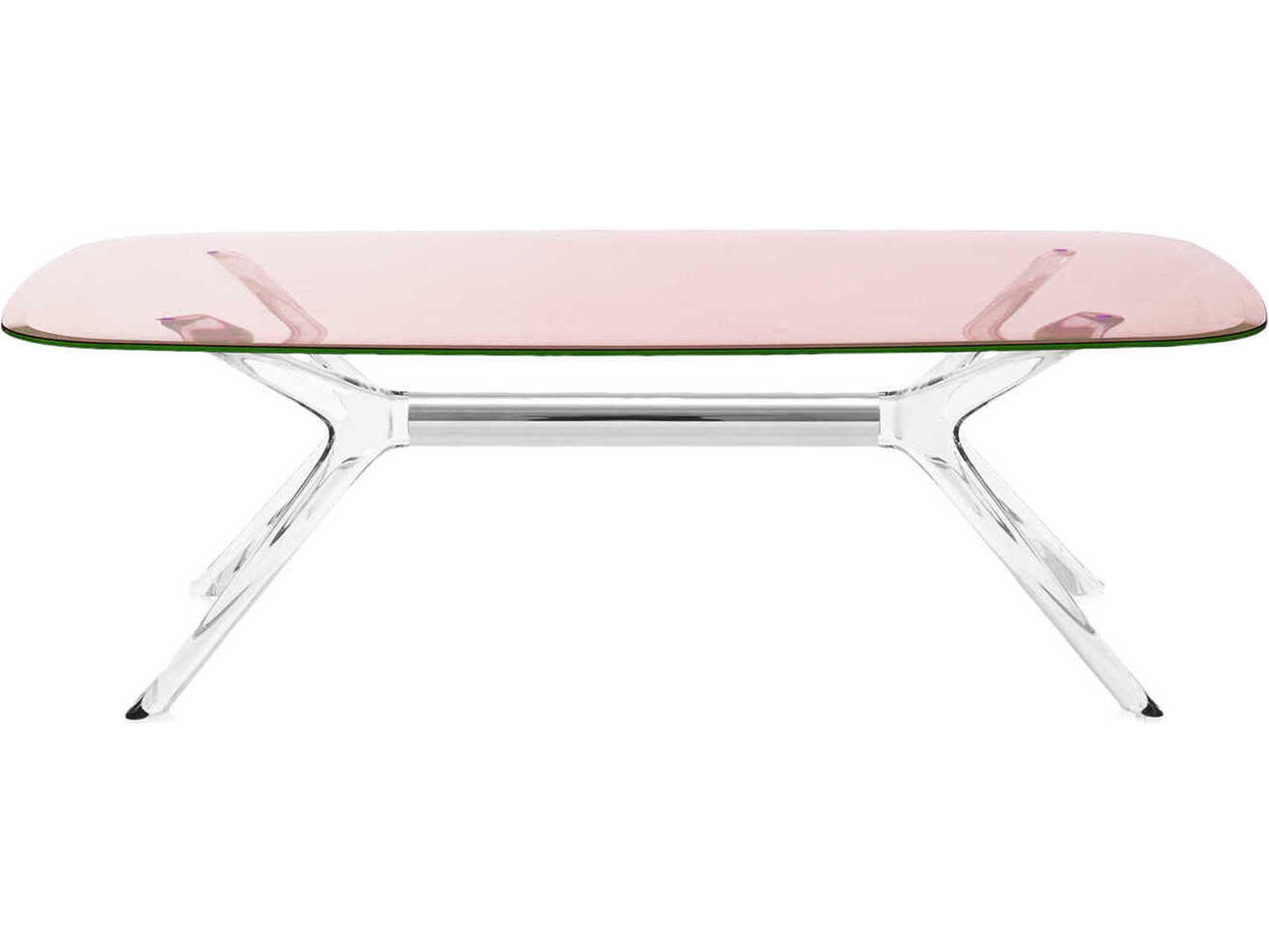 Kartell Blast Rectangular Pink Crystal Chrome Coffee Table