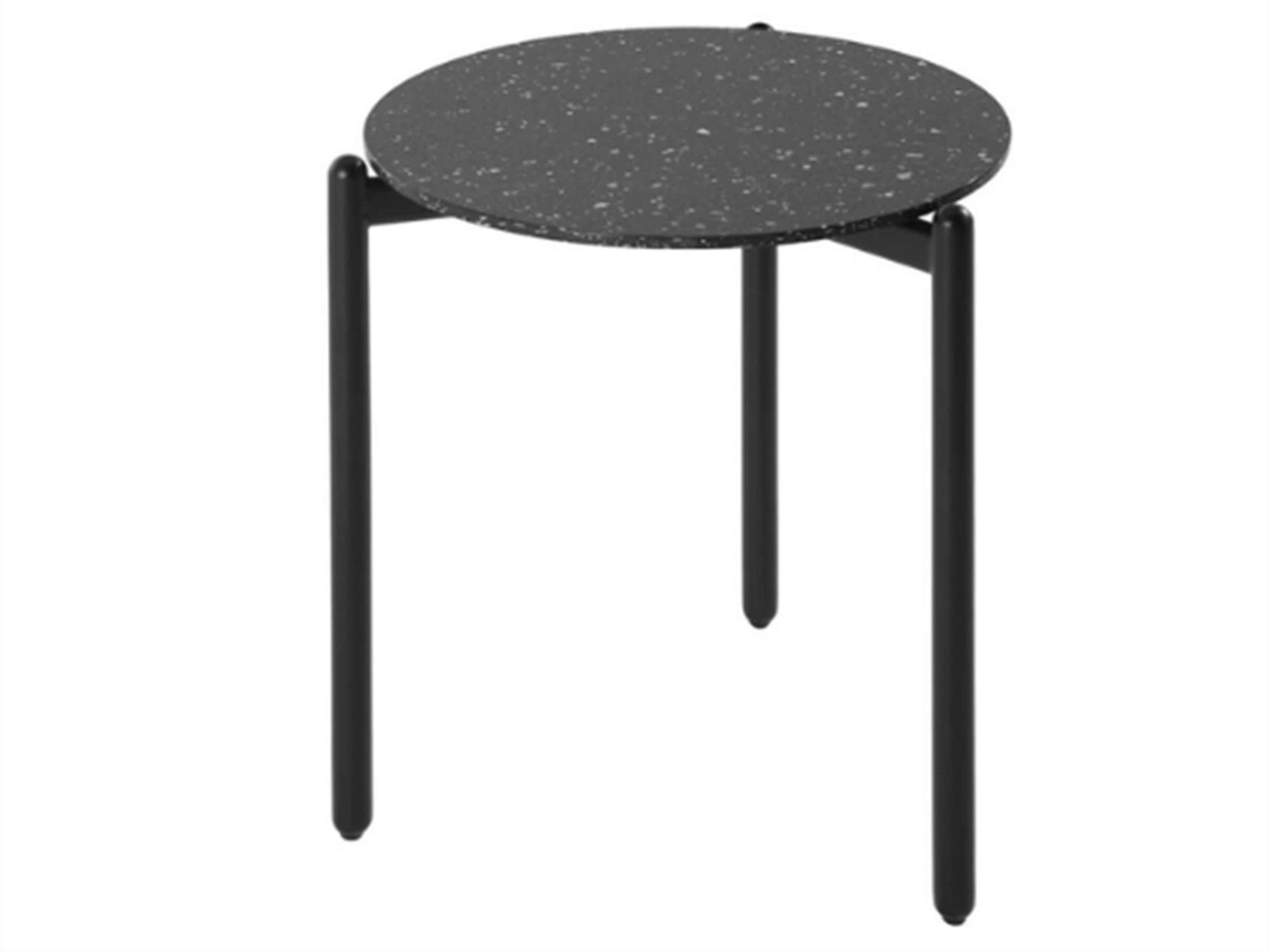 Undique Round Stone Terrazzo Black End Table