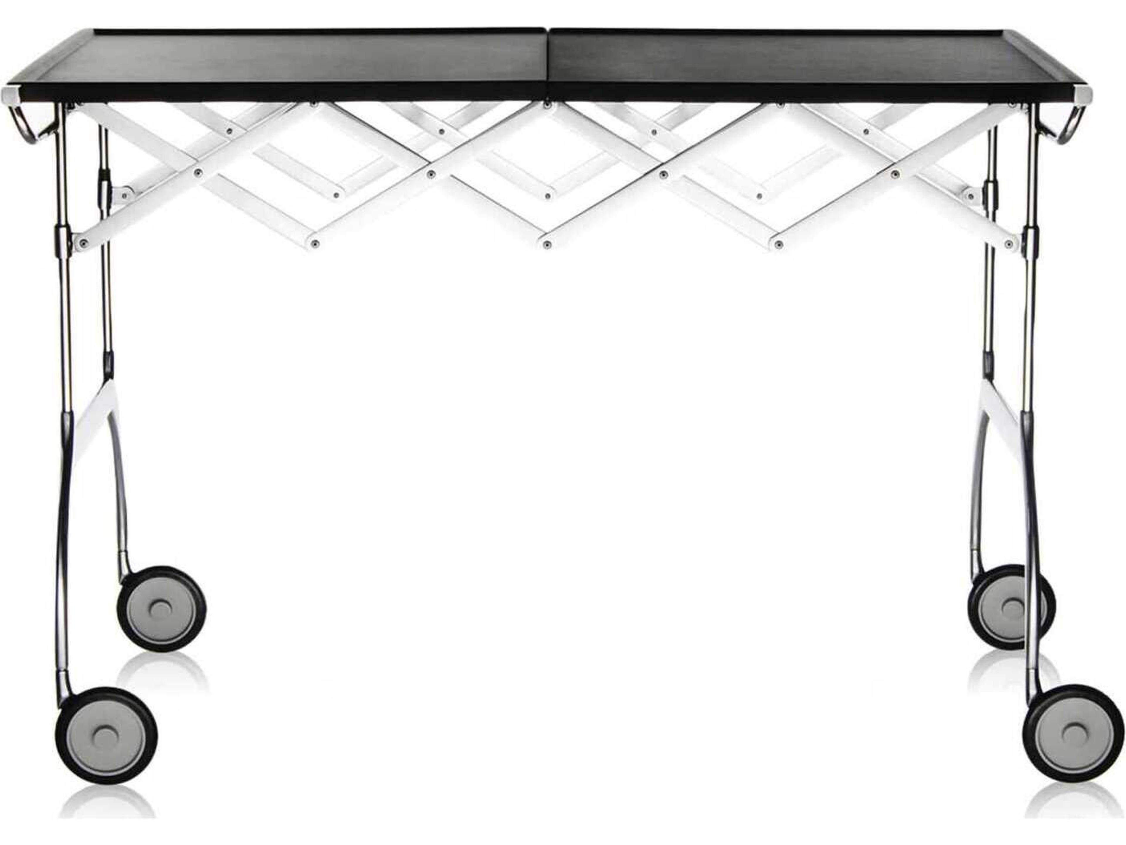 Kartell Battista Silver Black Chrome Bar Cart