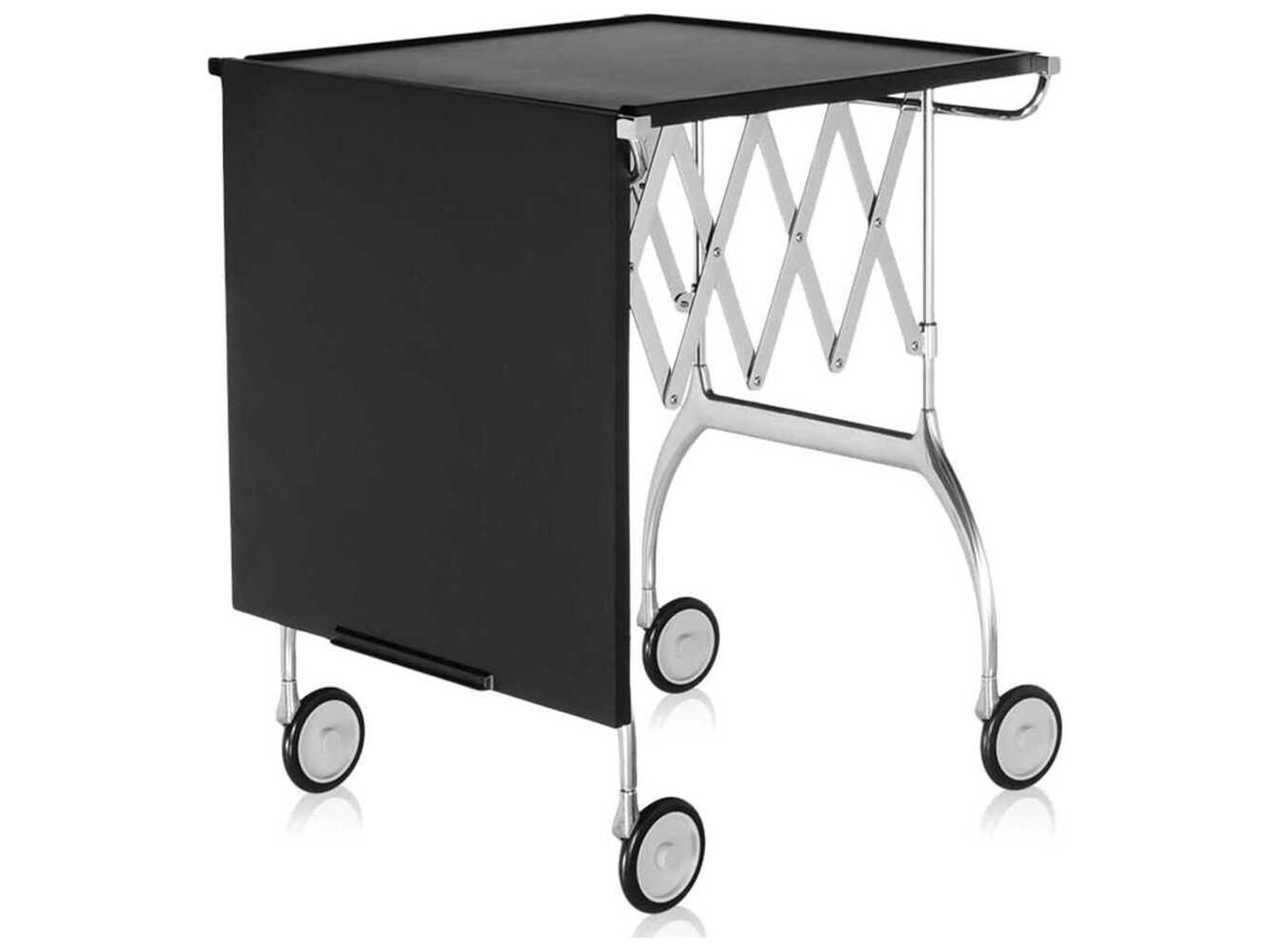 Kartell Battista Silver Black Chrome Bar Cart