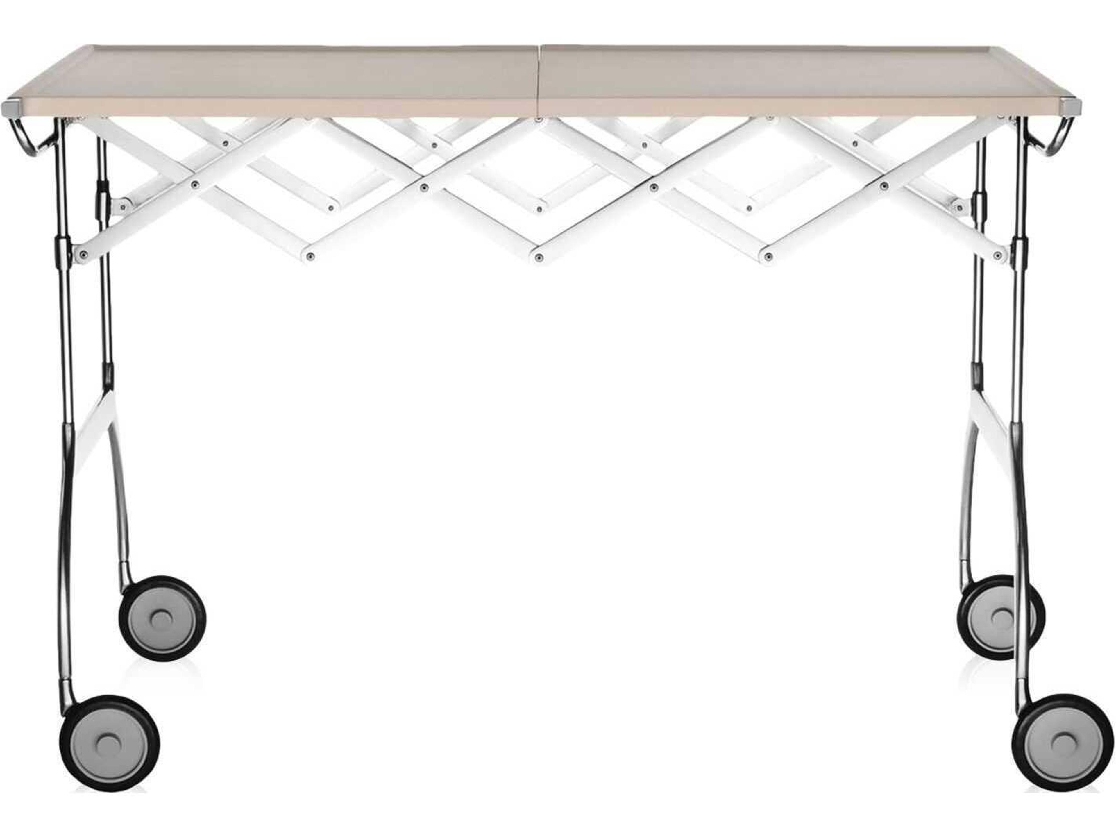 Kartell Battista Silver Cream Chrome Bar Cart