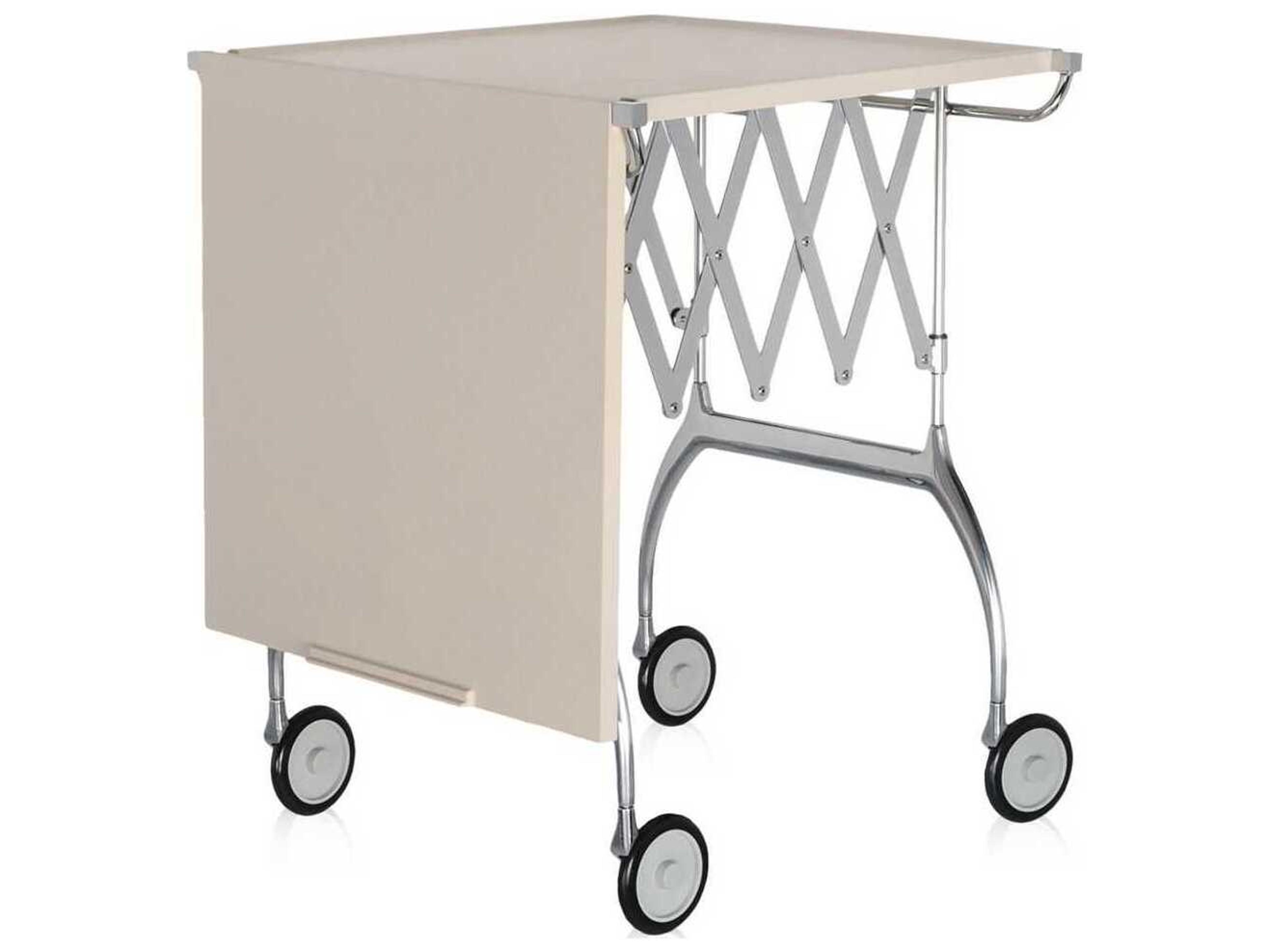 Kartell Battista Silver Cream Chrome Bar Cart