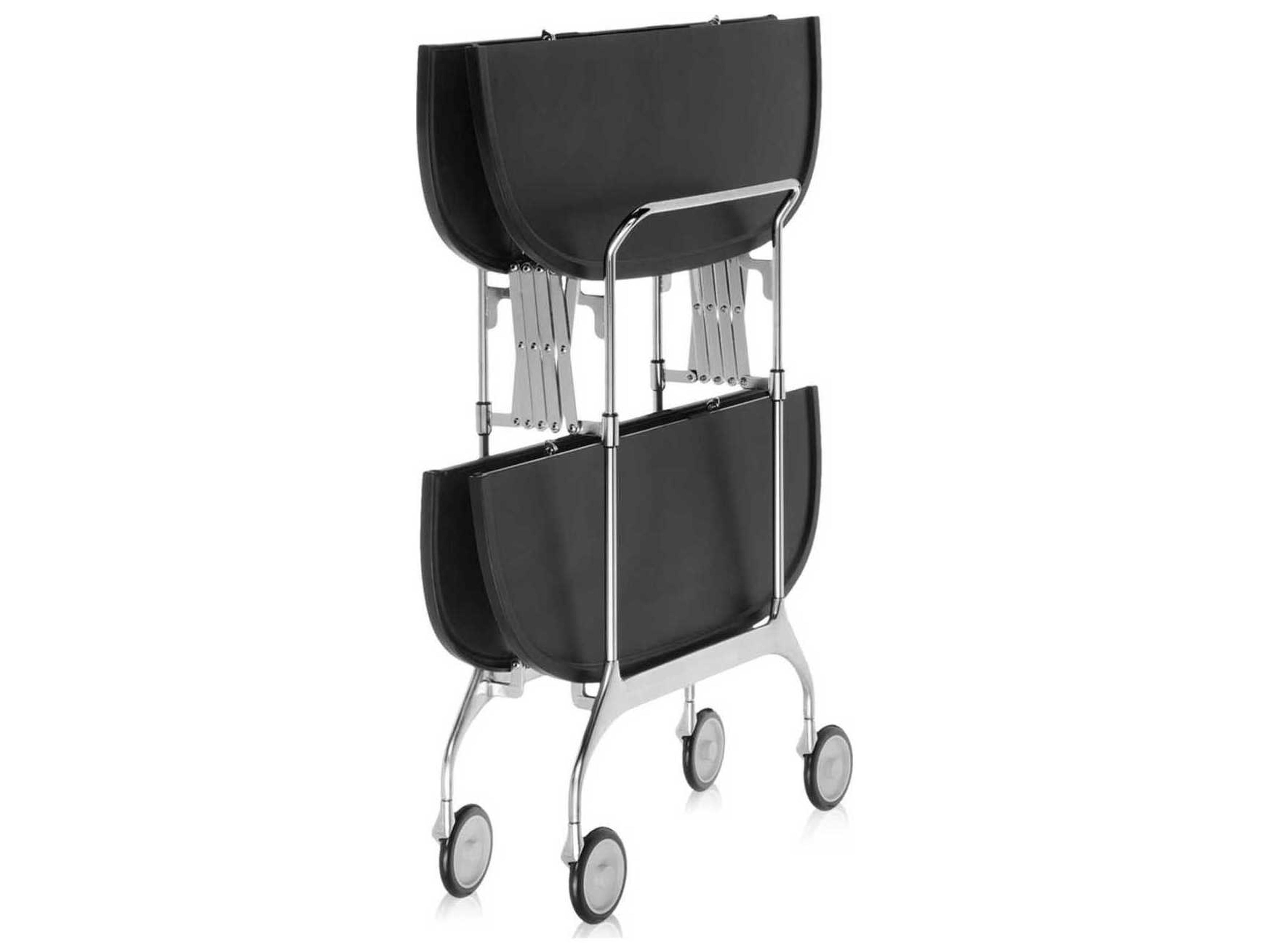 Kartell Gastone Silver Black Chrome Bar Cart