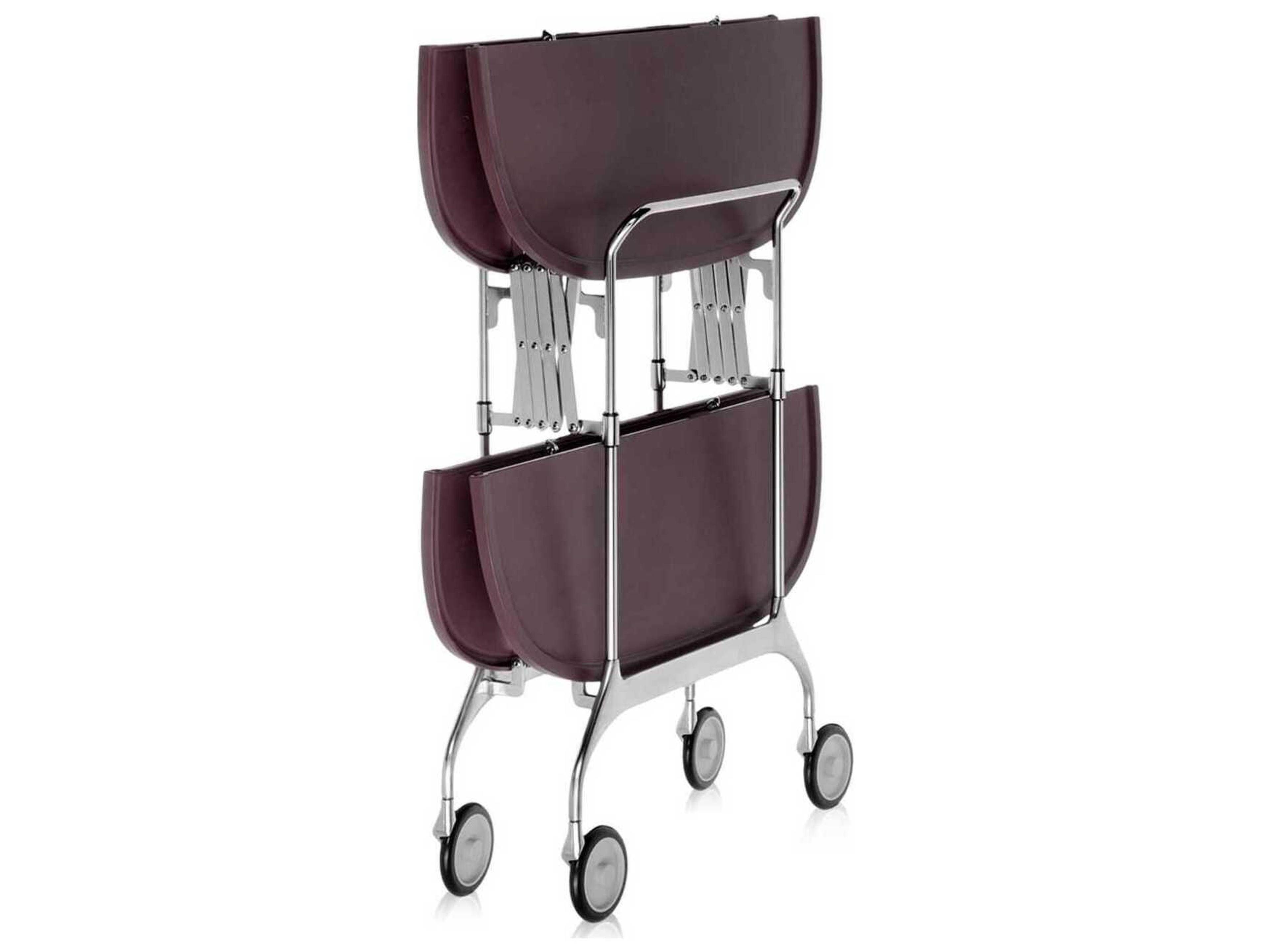 Kartell Gastone Purple Plum Chrome Bar Cart