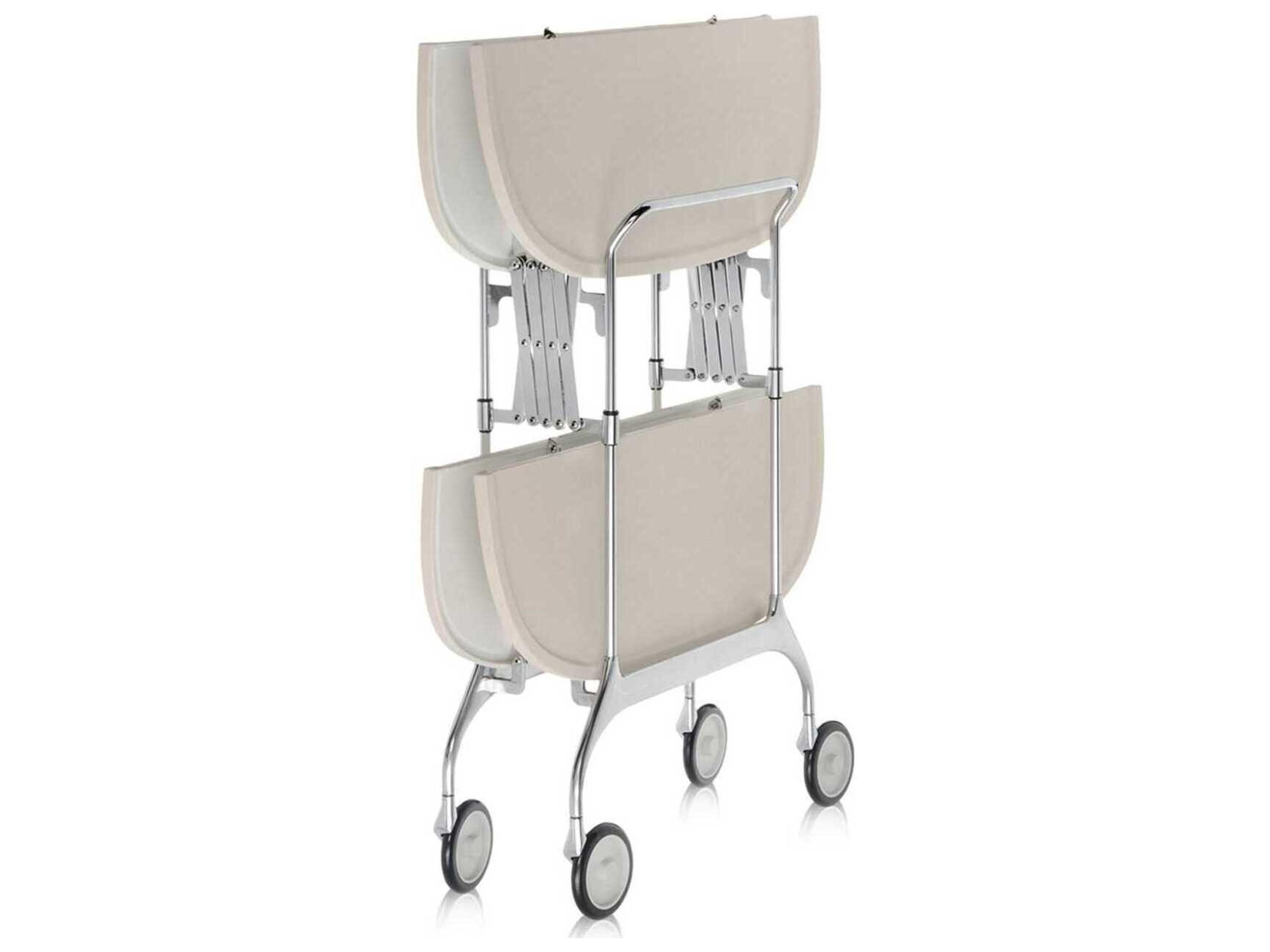 Kartell Gastone Beige Cream Chrome Bar Cart
