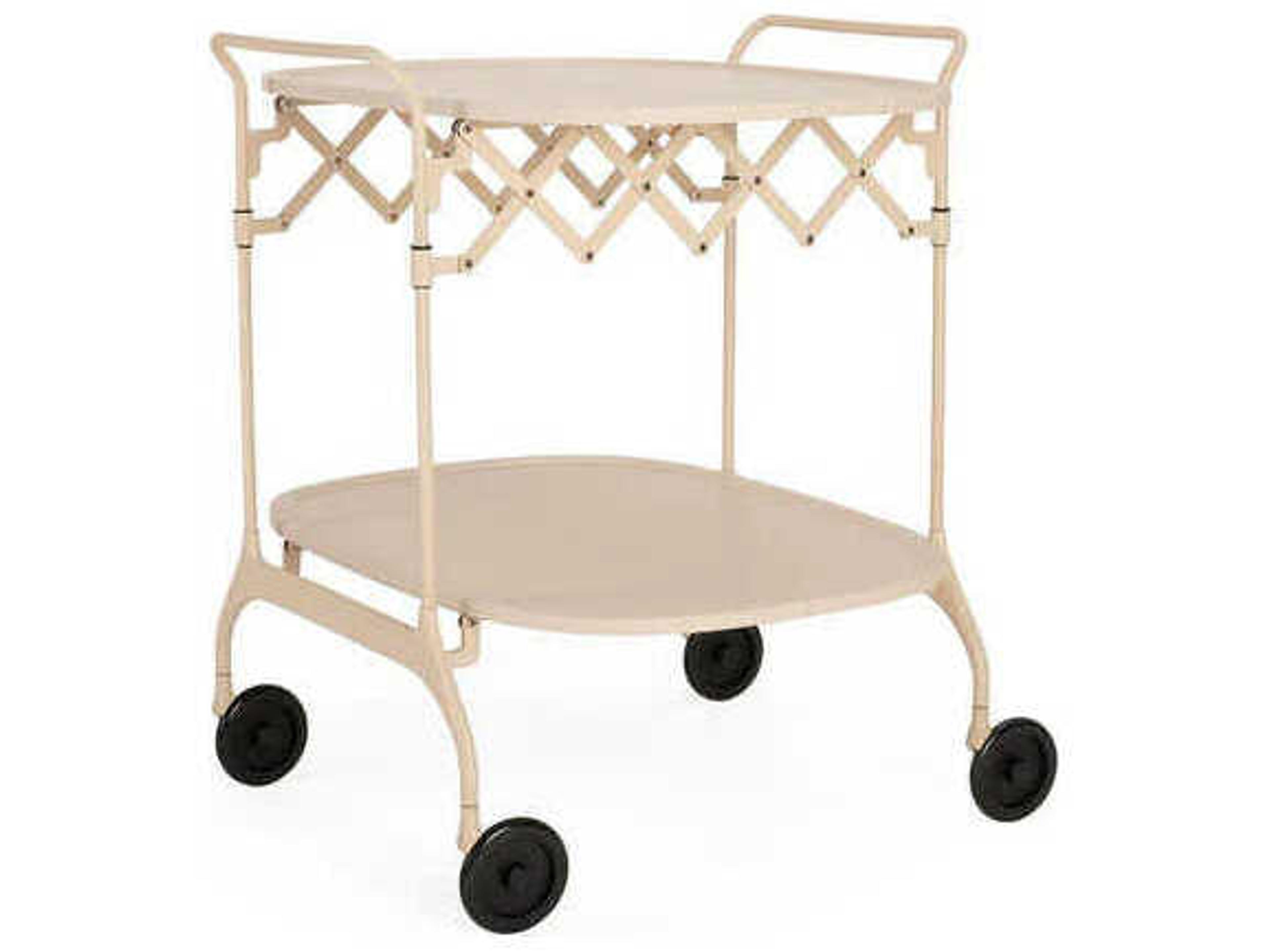 Gastone 26.75" Folding Trolley Table in Matte Cream
