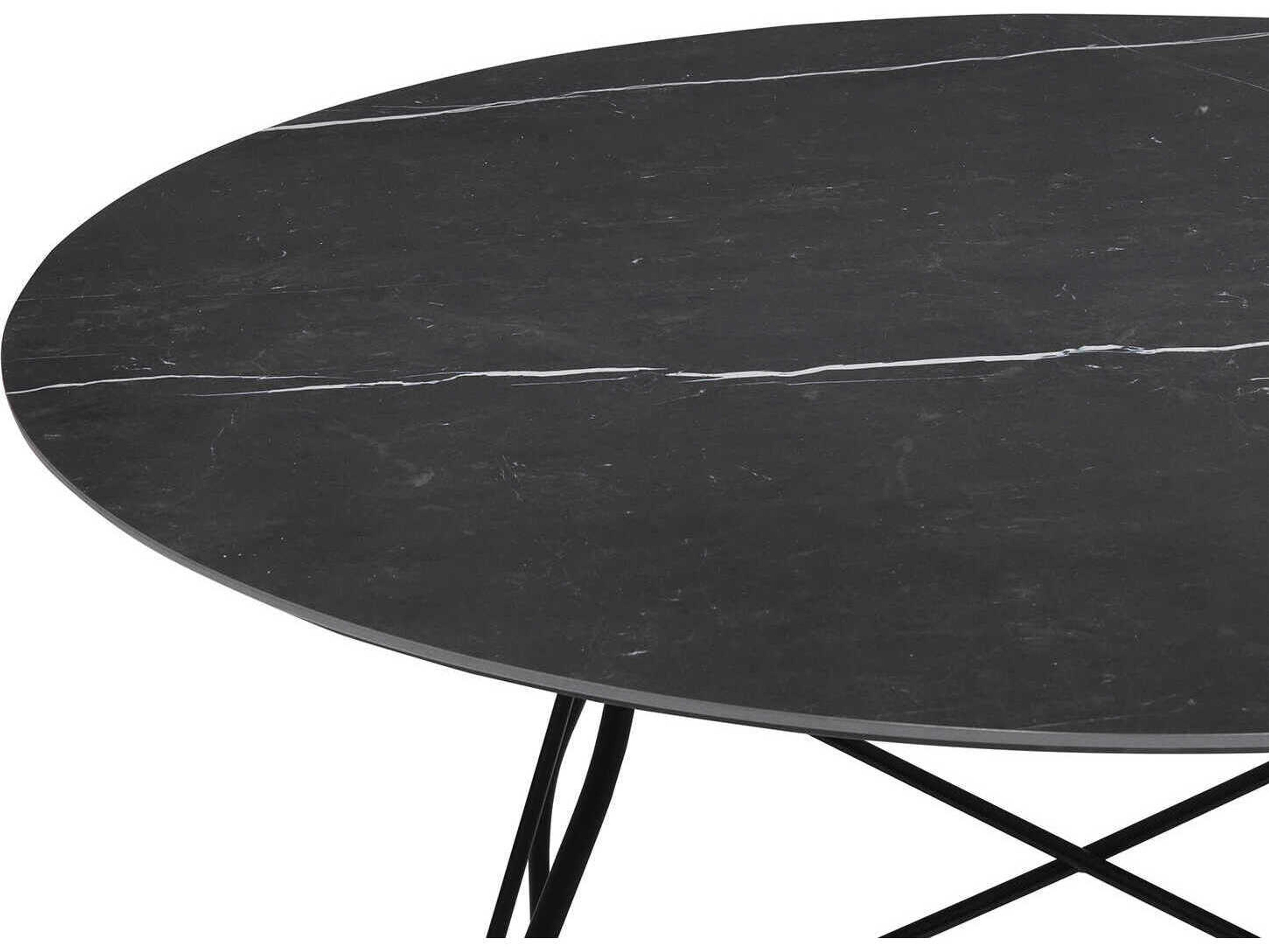 Kartell Glossy Round Stone Black Marble Dining Table