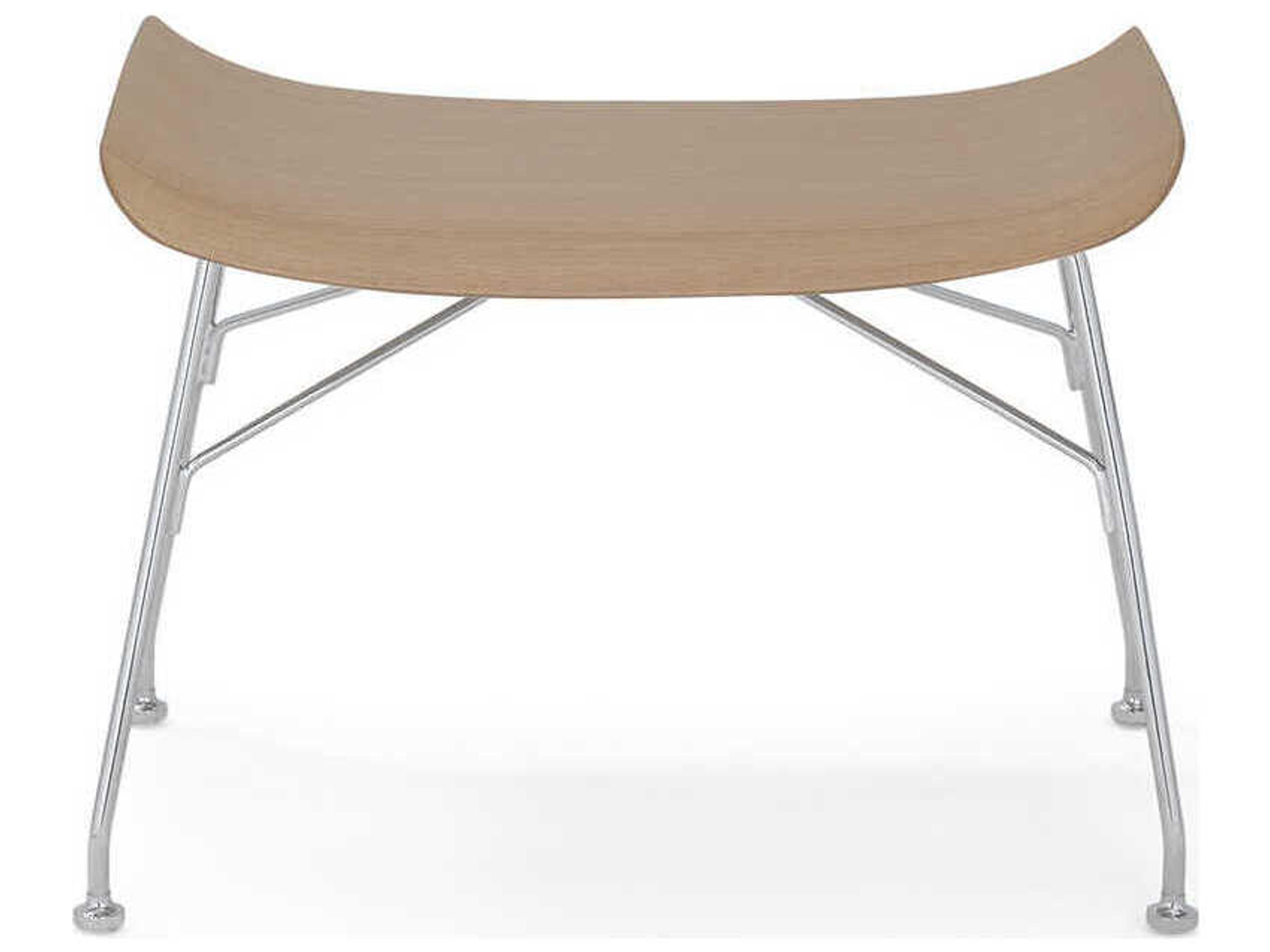 Kartell S-wood Basic Veneer Light Wood And Chrome Brown Ottoman