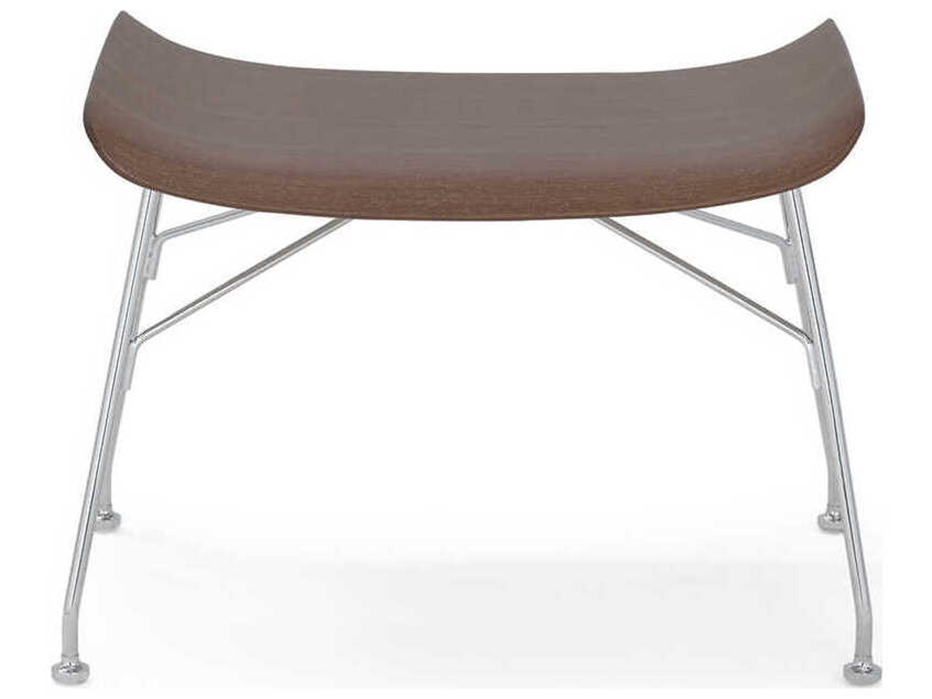 Kartell S-wood Basic Veneer Dark Wood And Chrome Brown Ottoman