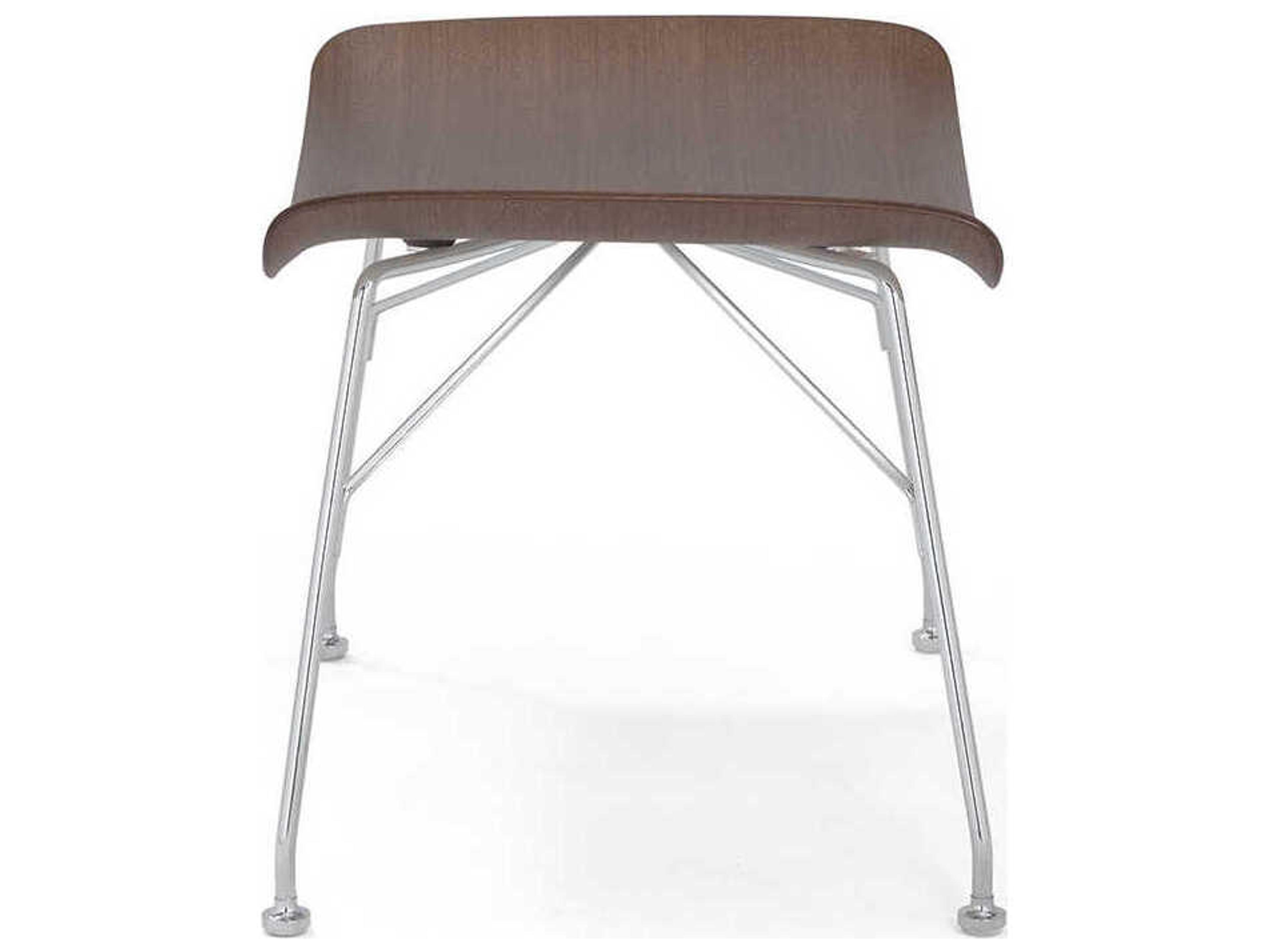 Kartell S-wood Basic Veneer Dark Wood And Chrome Brown Ottoman