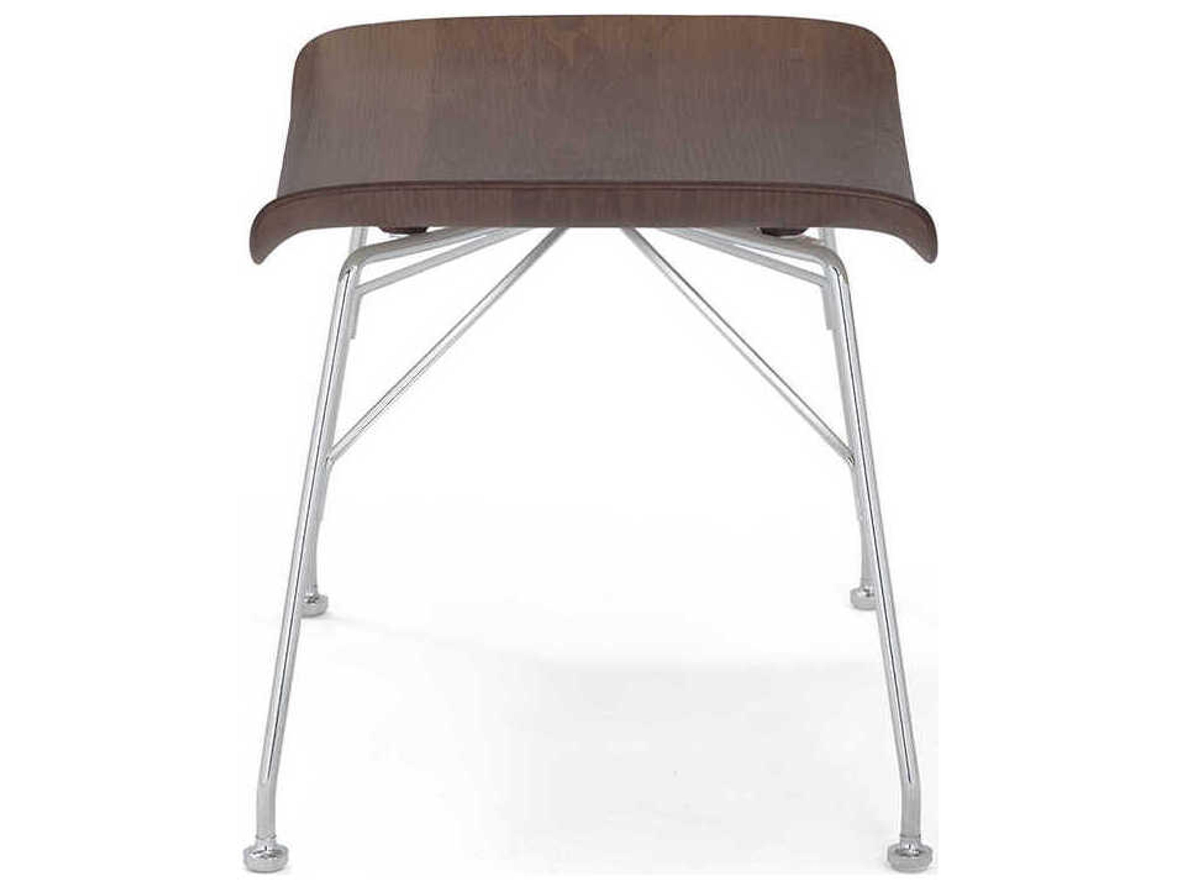 Kartell S-wood Slatted Ash Dark Wood And Chrome Brown Ottoman