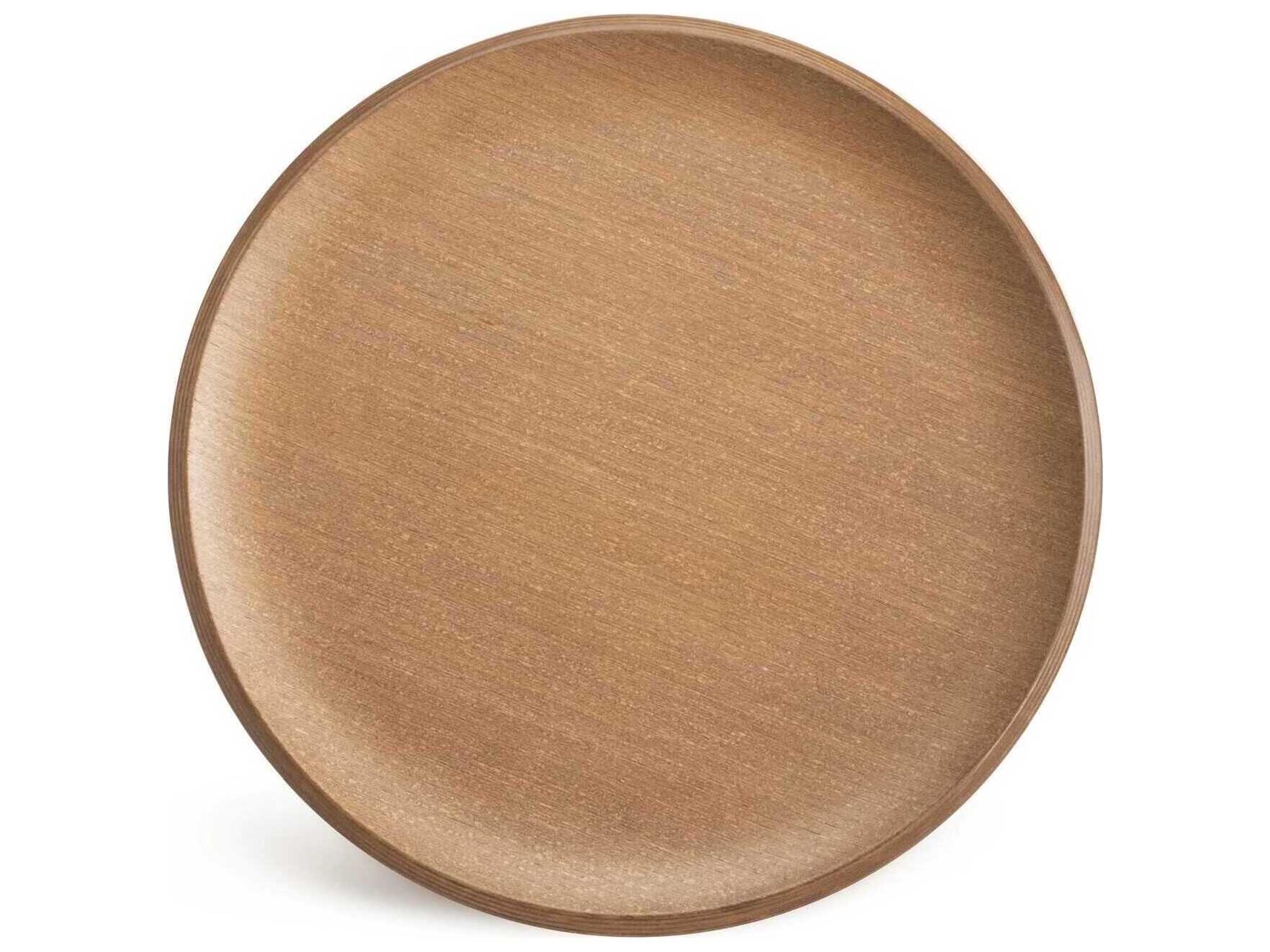 Kartell Al Wood Round Light Basic Veneer And Chrome End Table