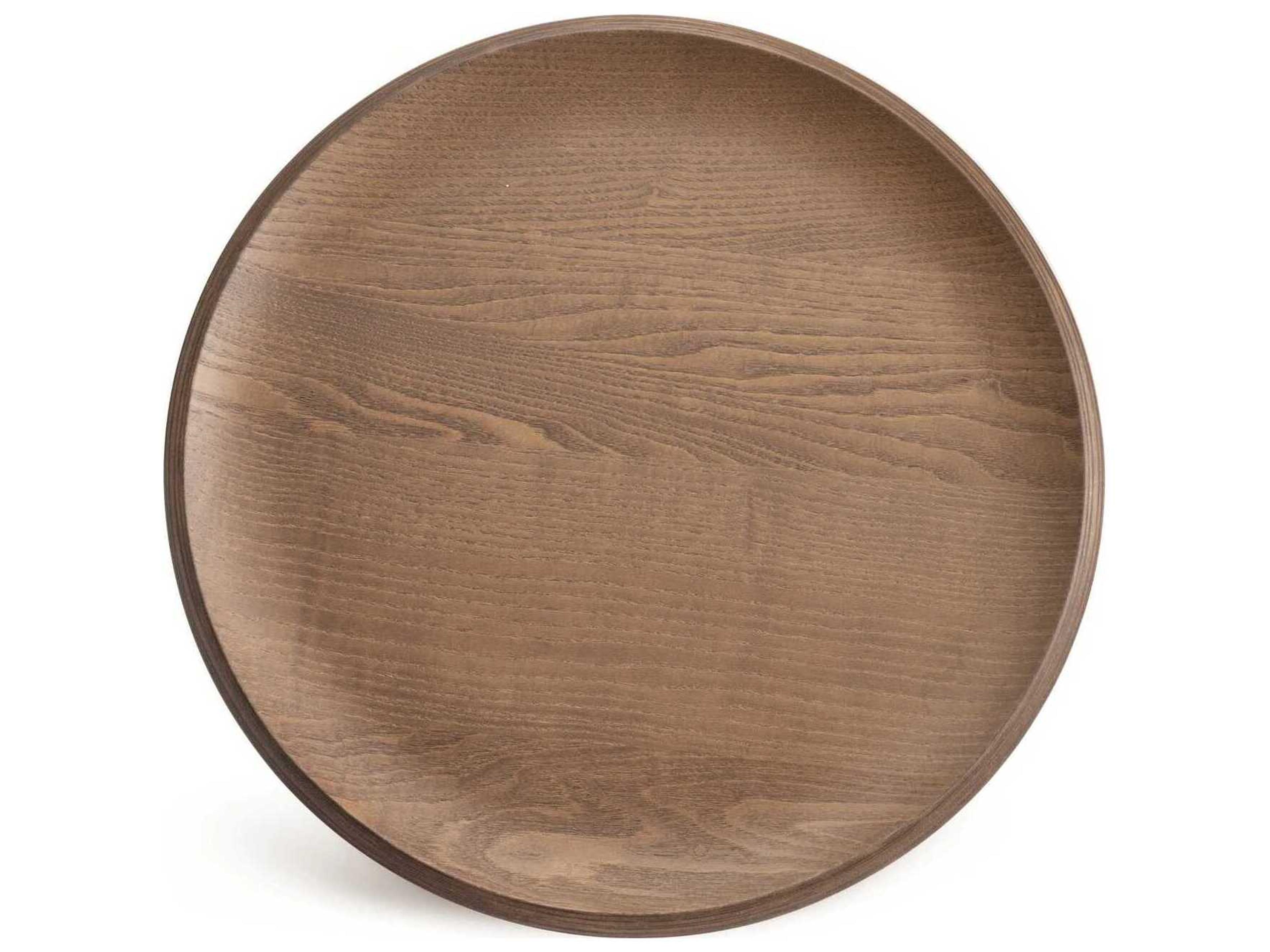 Kartell Al Wood Round Dark Slatted Ash And Chrome End Table