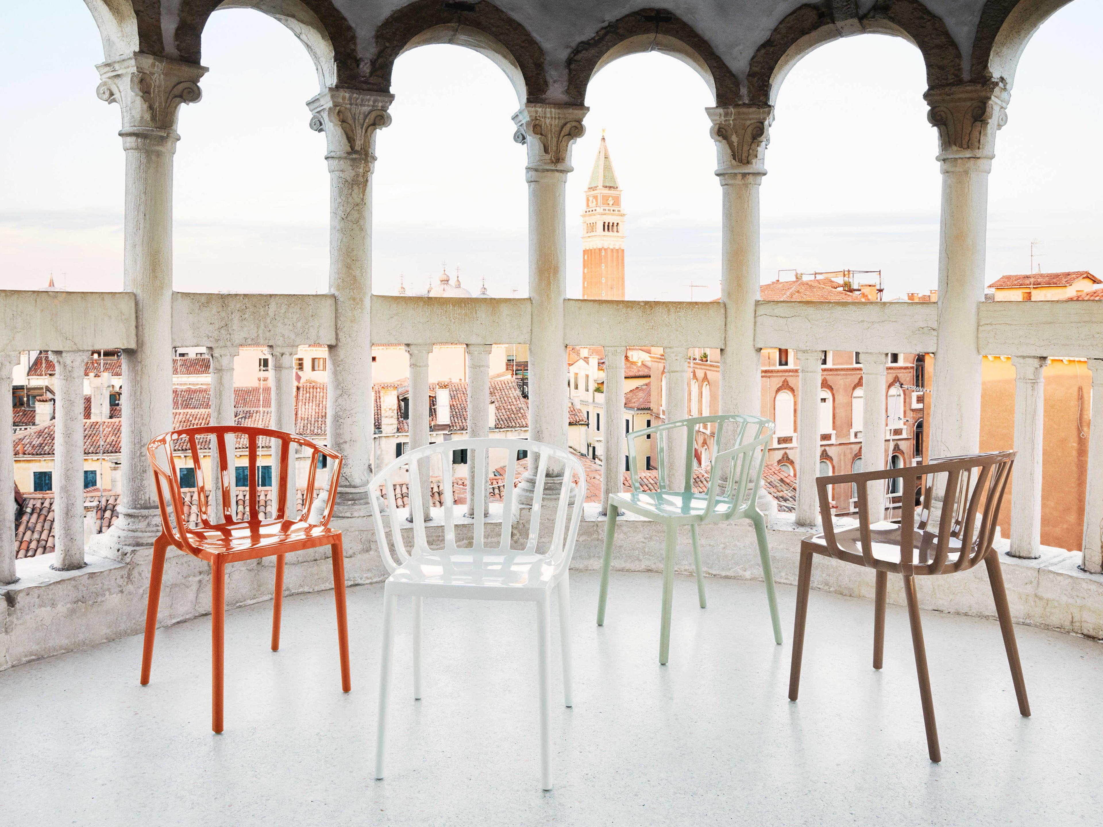Kartell Venice Orange Arm Dining Chair  (Sold in 2)