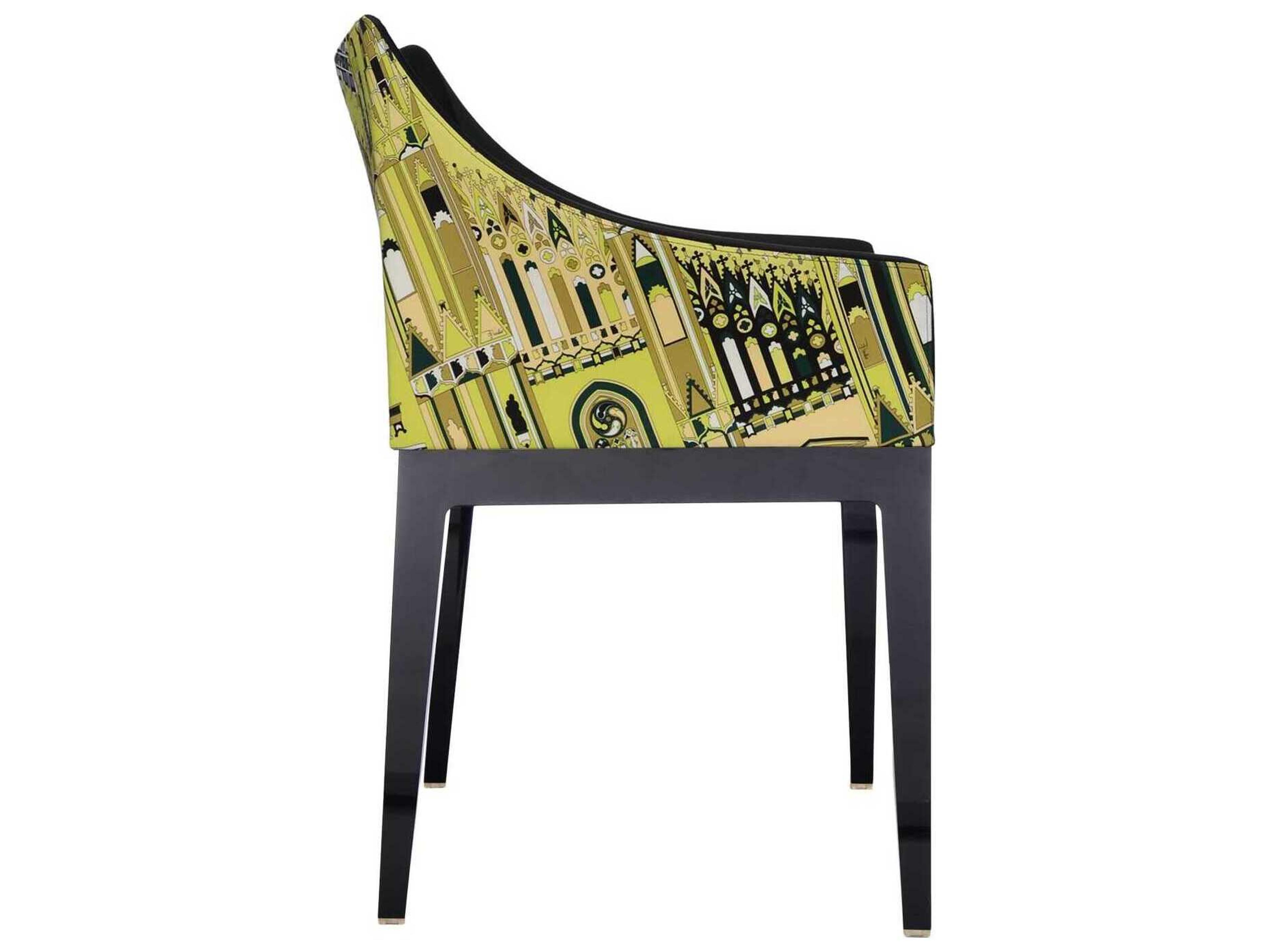 Kartell Madame Emilio Pucci Black Upholstered Arm Dining Chair