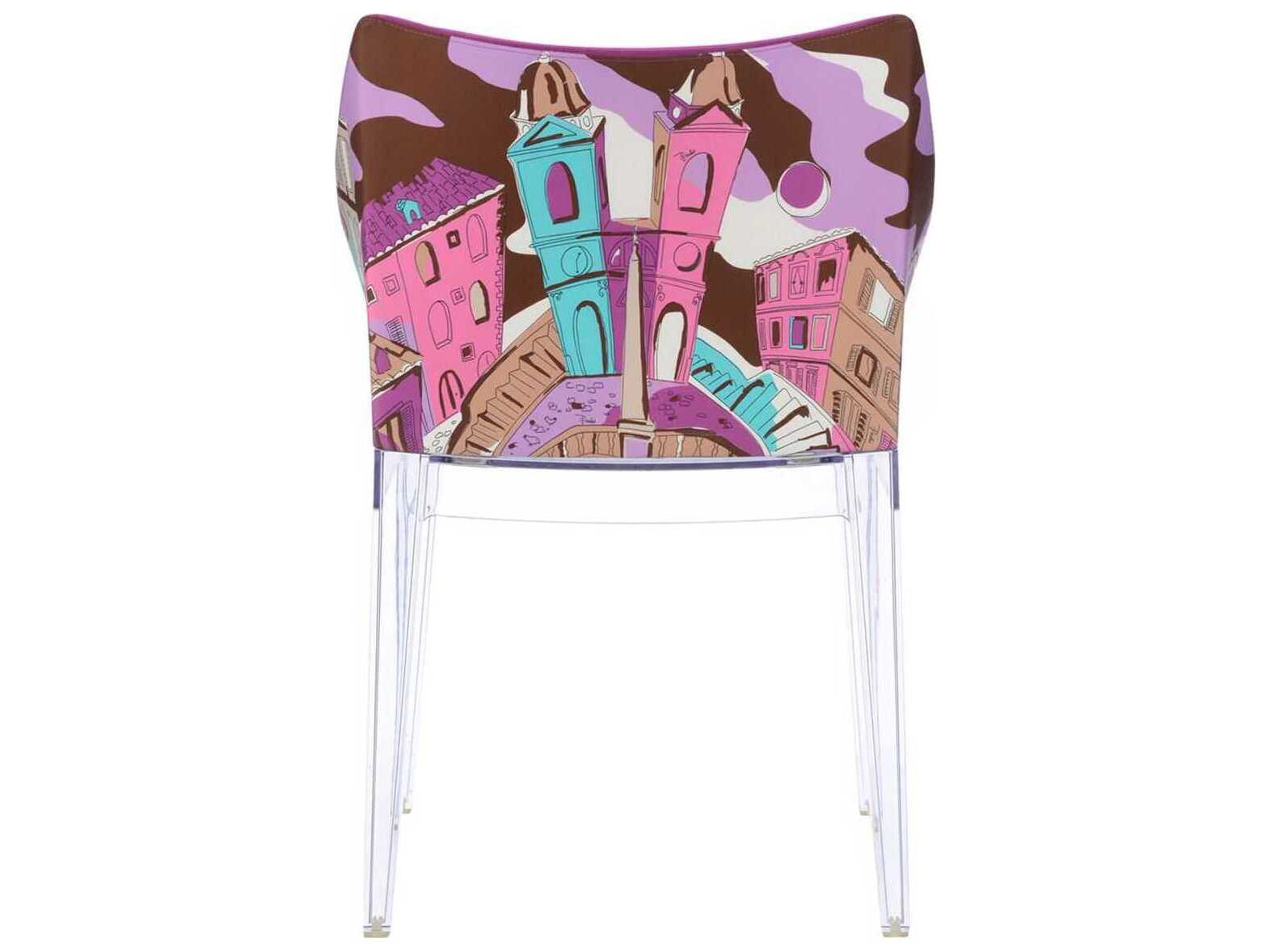 Kartell Madame Emilio Pucci Clear Upholstered Arm Dining Chair