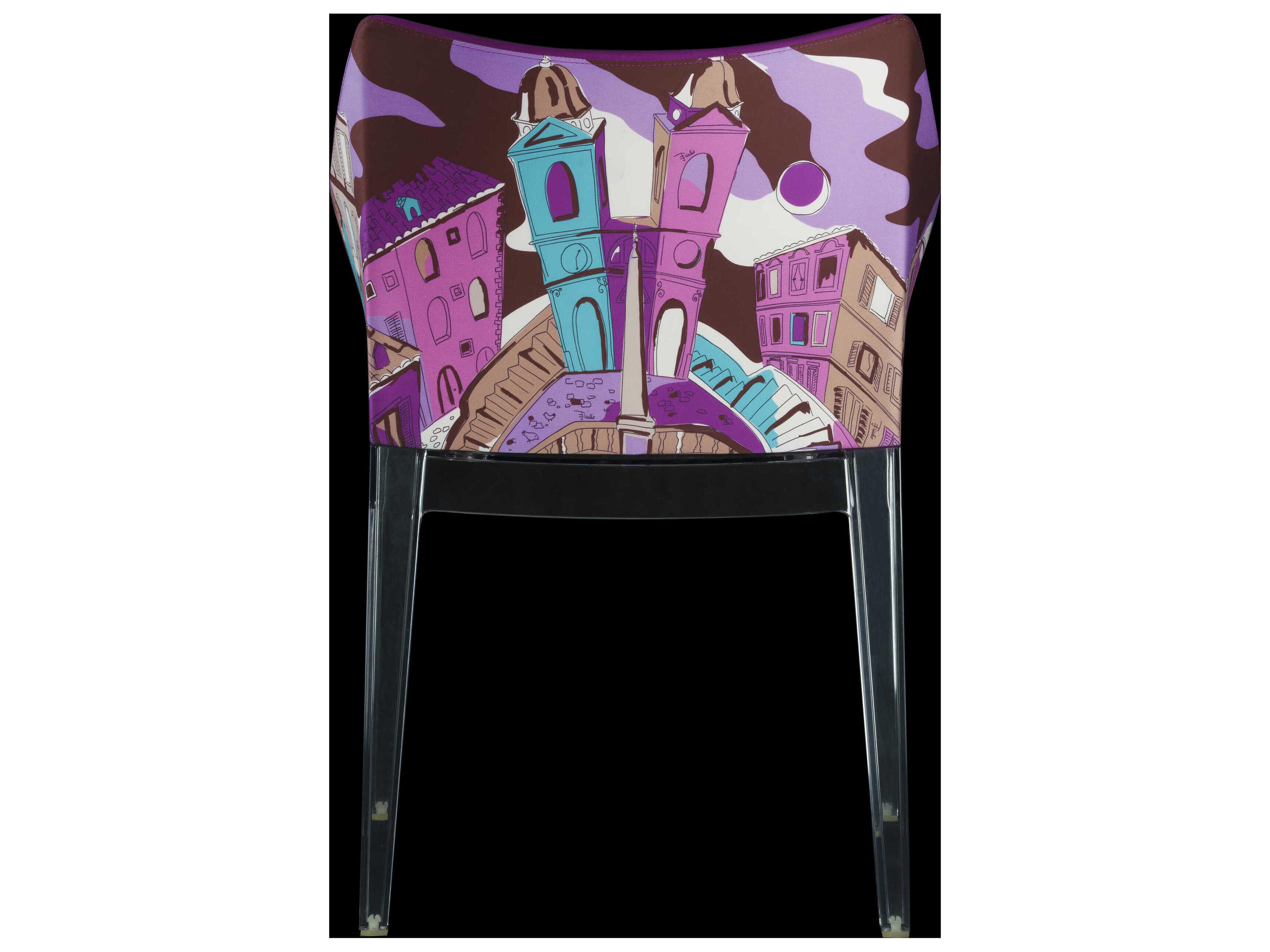Kartell Madame Emilio Pucci Clear Upholstered Arm Dining Chair