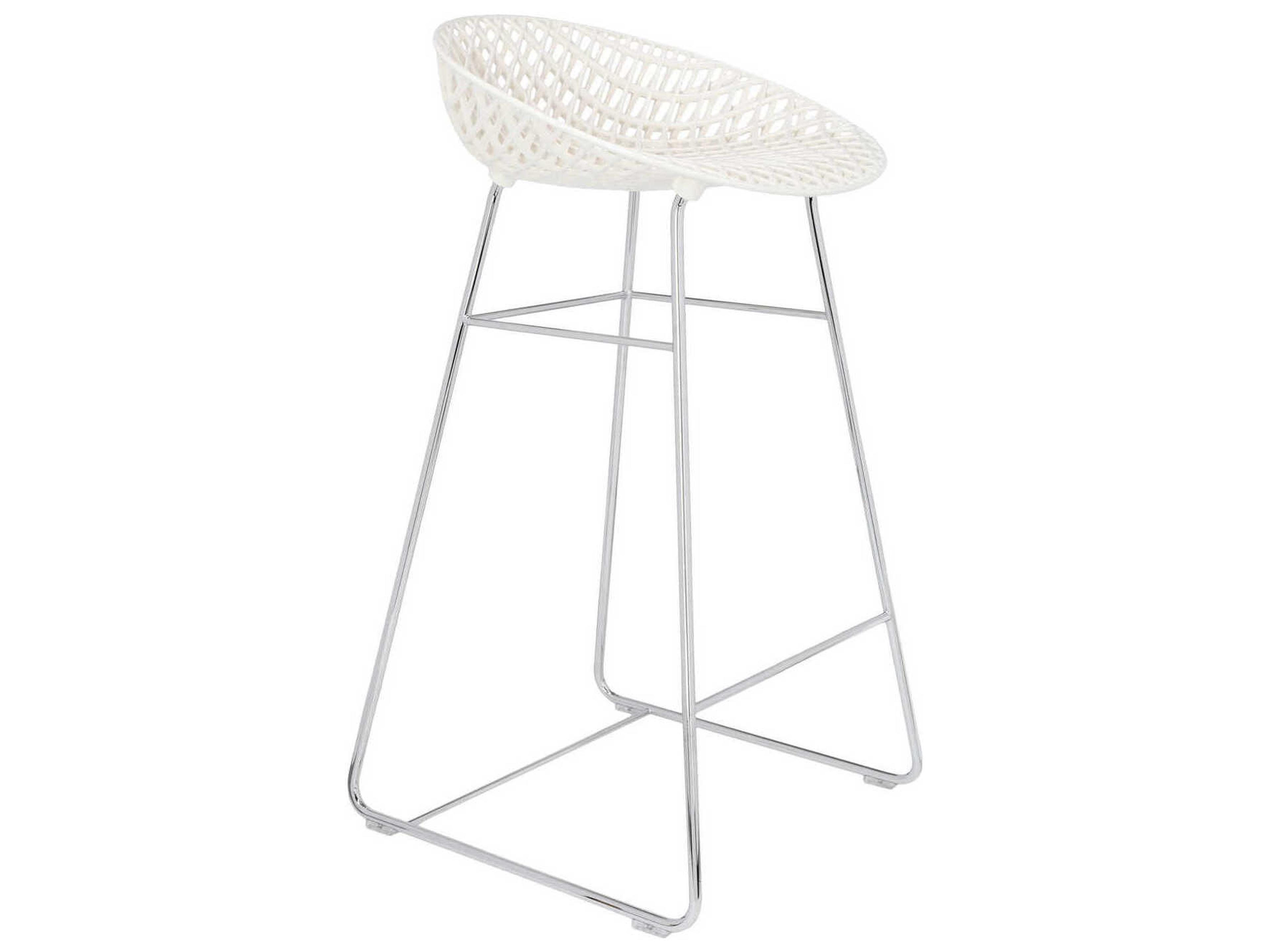 Smatrik White And Chrome Counter Stool