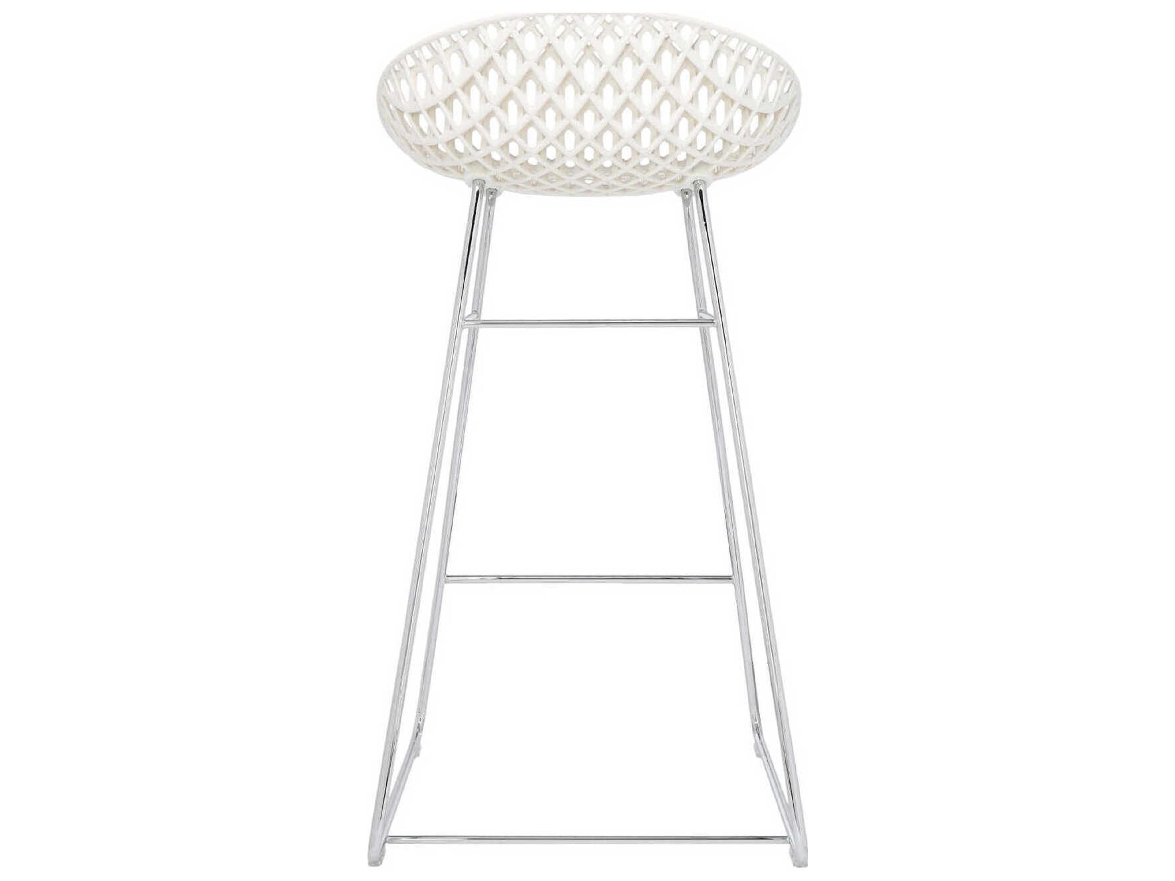 Kartell Smatrik White And Chrome Counter Stool