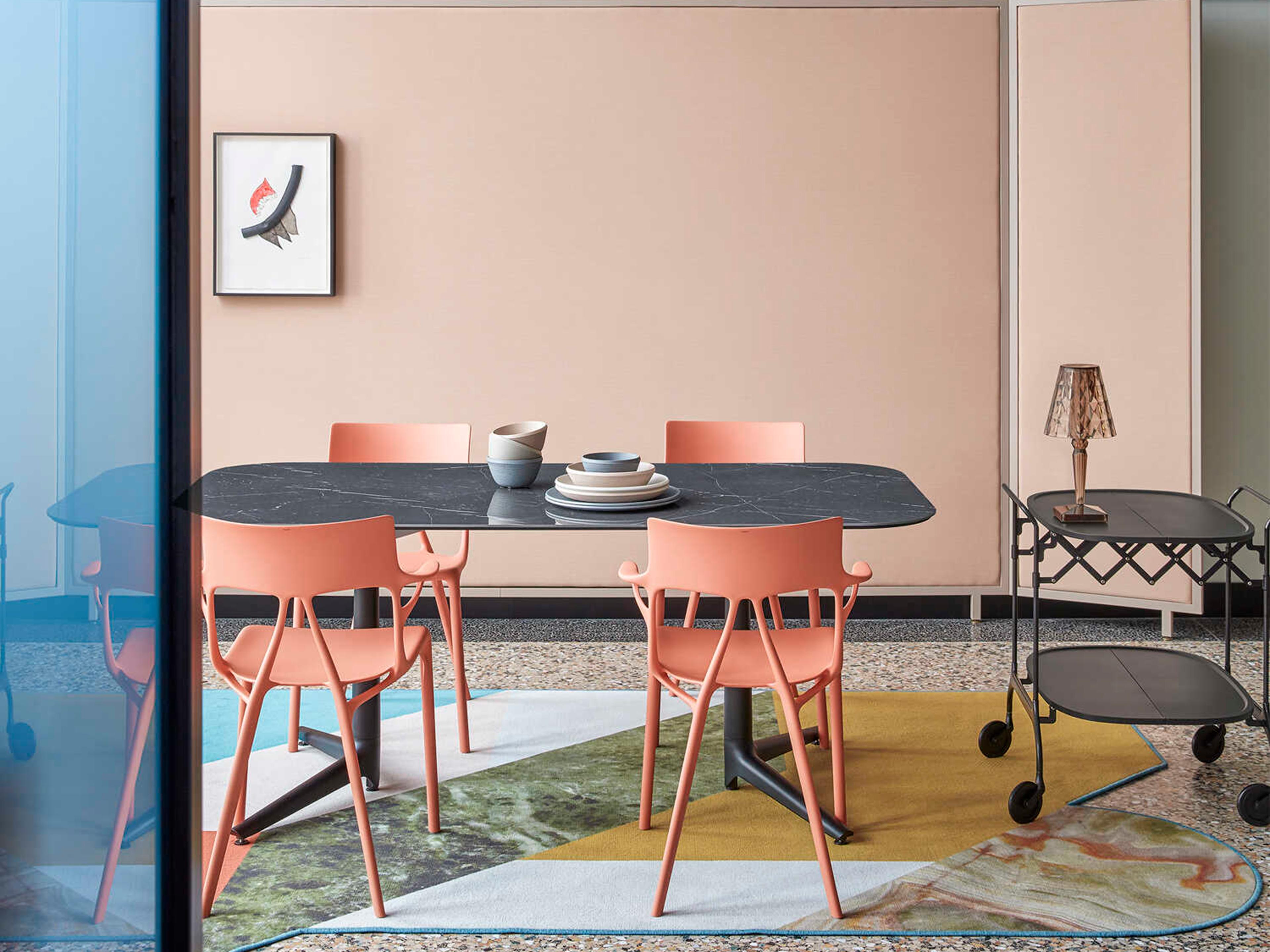 Kartell Ai Orange Arm Dining Chair  (Sold in 2)