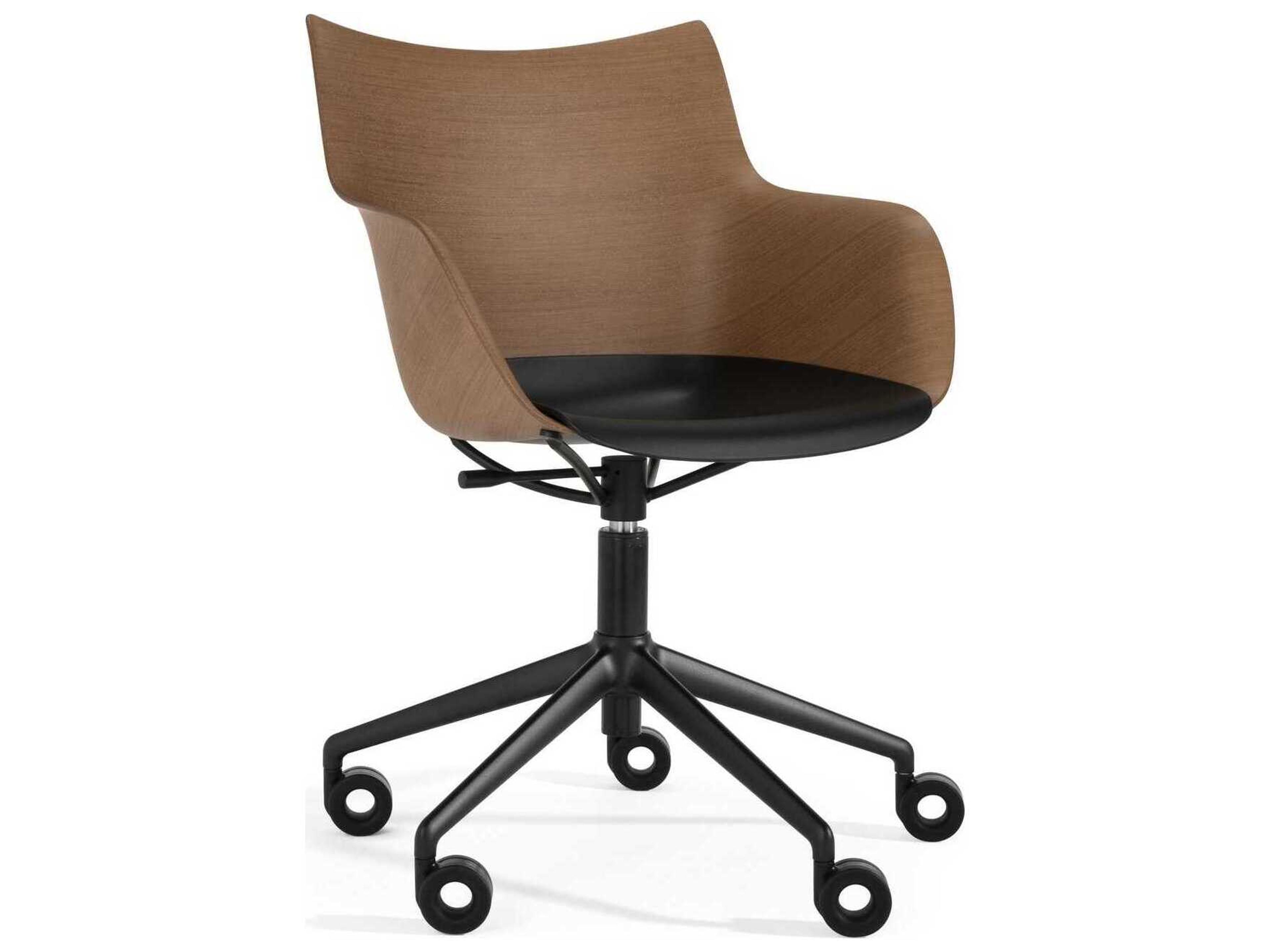 Q-wood Brown Upholstered Adjustable Computer Office Chair